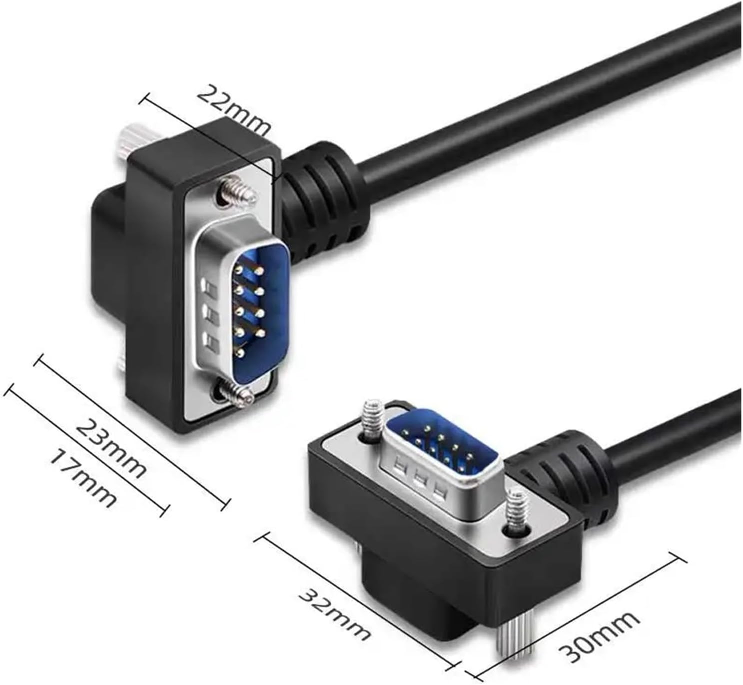 Famele オス DB9 エルボヘッド延長ケーブル RS232 コネクタケーブル RS232 DB9P シリアルカプラワイヤ 9ピ