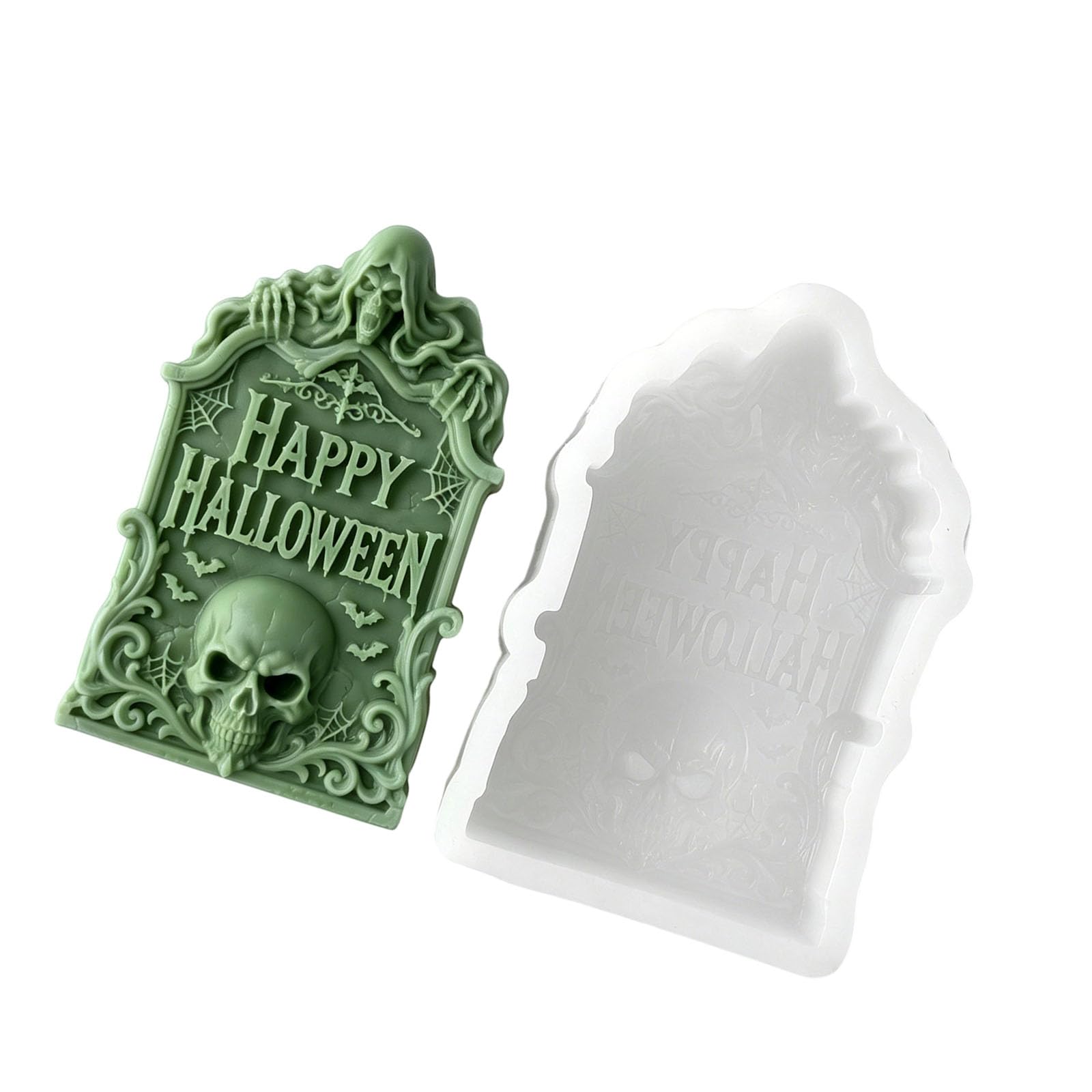 Mekalero Seasonal Sign Mold for Halloween Casting, Silicone Relief Form for Decor Projects and Display Pieces Use Silicone Halloween Mold Sign Casting Relief Form Seasonal Decor Holiday Craft