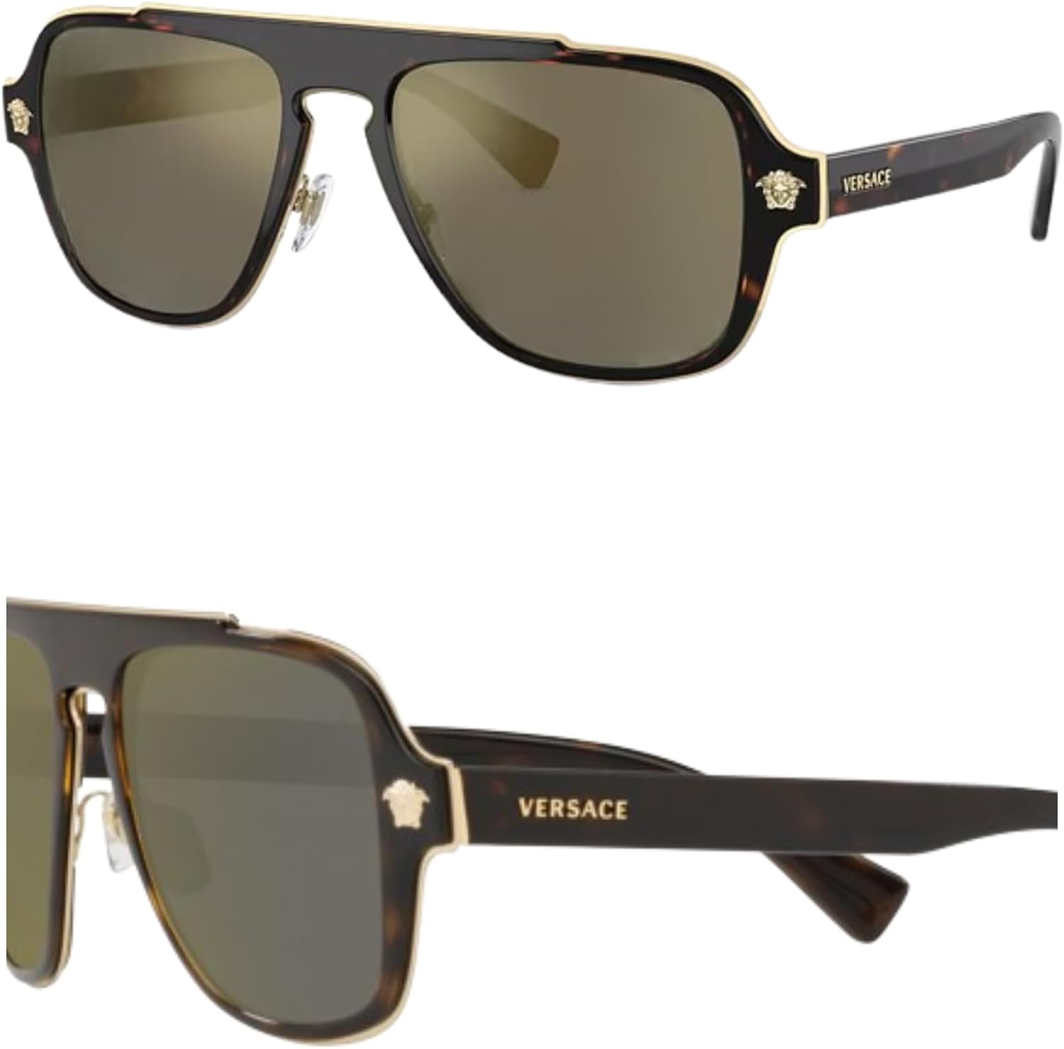 Versace VE2199 Oval Heart Sunglasses for Men – Metal Frame with Temples, eShades Eyewear Kit Included