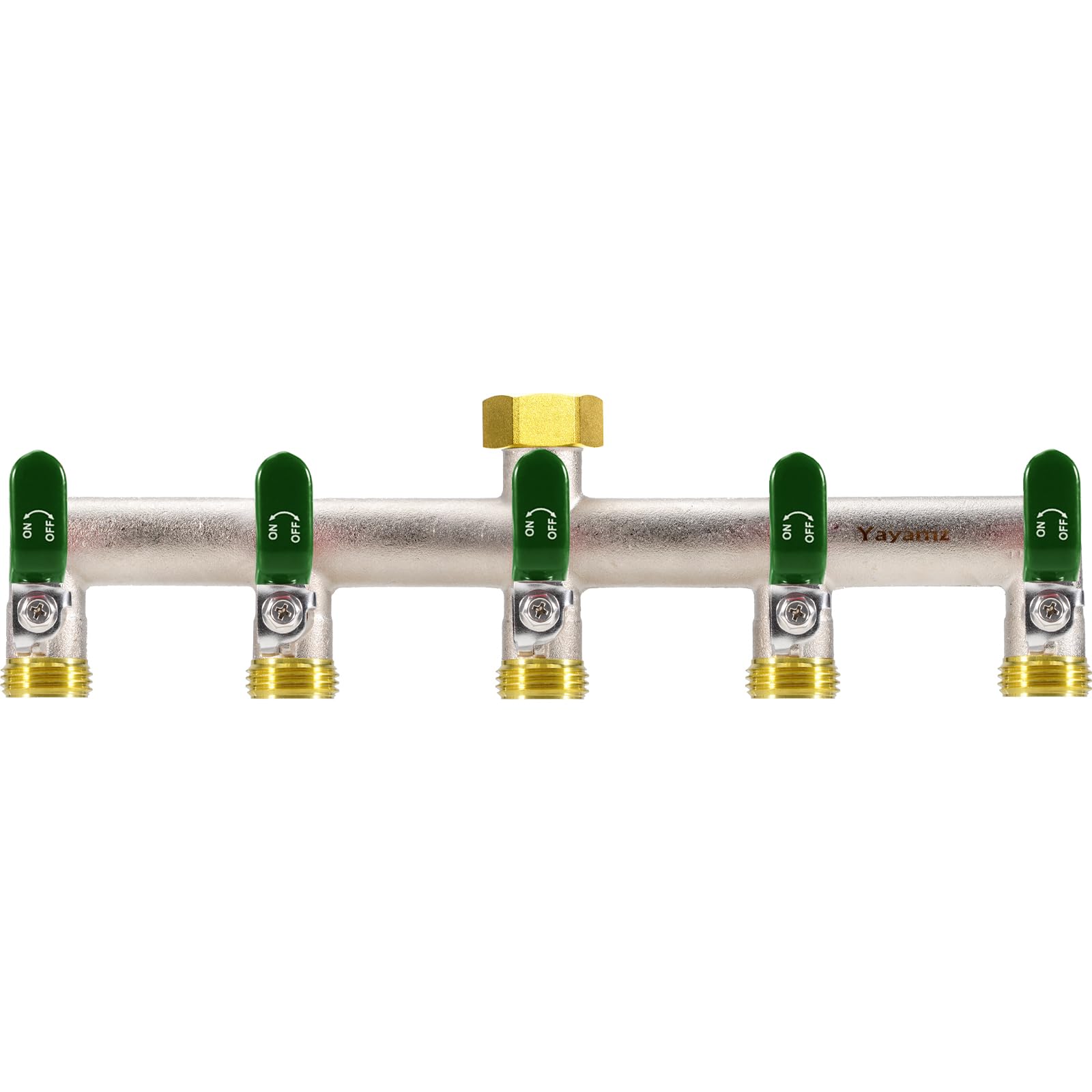 5 Way Garden Hose Splitter, 3/4" GHT Water Spigot Splitter (Green)