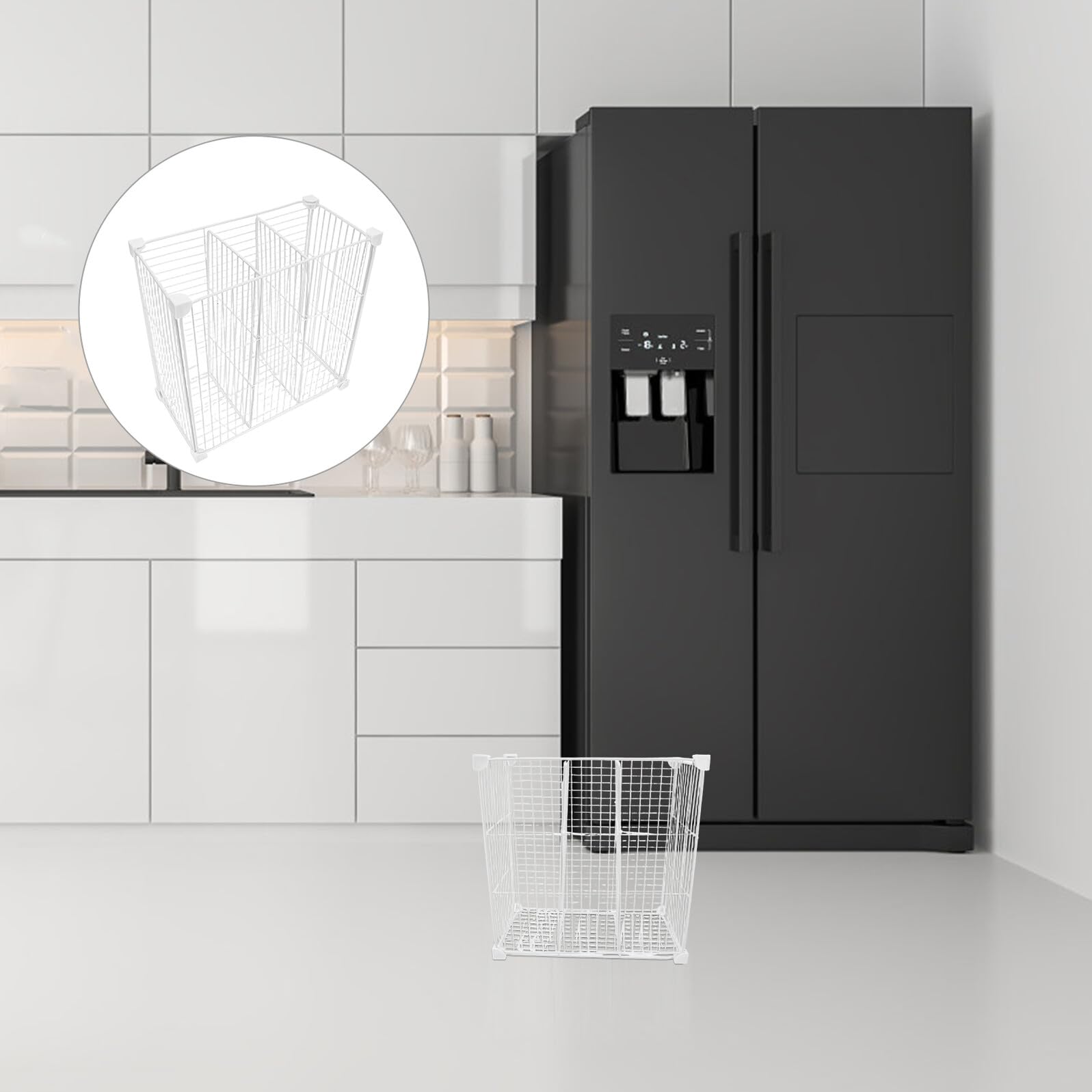 SHINEOFI Organizzatore per cestello congelatore con 3 scomparti, divisori in rete metallica per riporre il congelatore, salvaspazio e organizer per frigorifero per uso in cucina