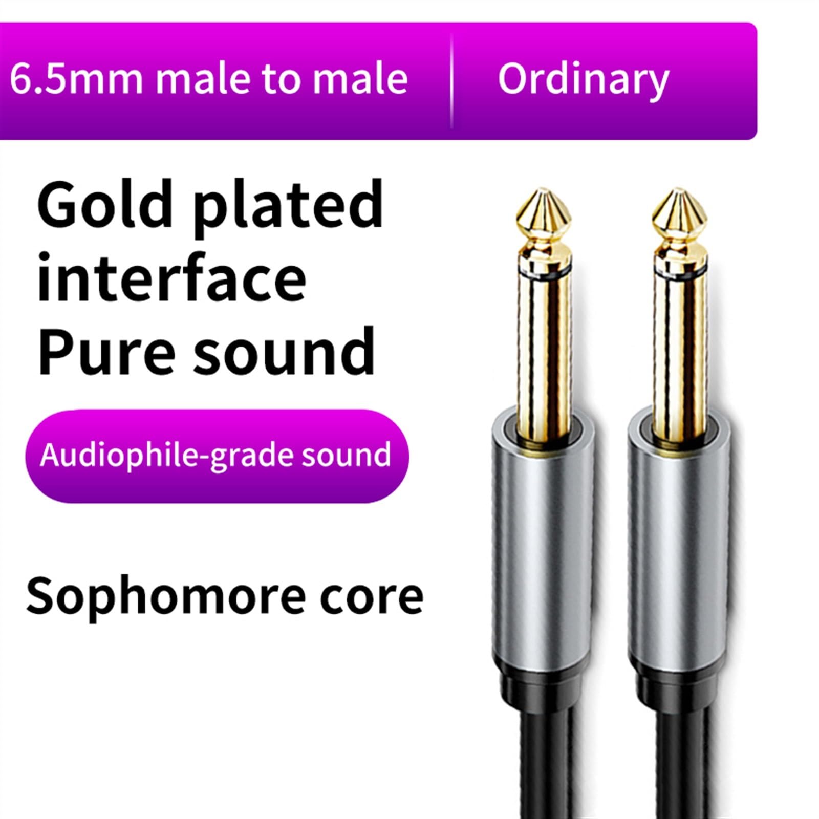 akcesoria do gitary Kabel 6.5 Jack 6.5mm Do 6.5mm Kabel Audio 6.5mm Kabel Do Mikser Gitarowy Wzmacniacz Głośnik Nylonowy Pleciony Kabel (Color : Silver-5m)