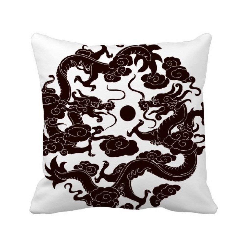 Coussin dragon chinois 40x40cm multicolore pour déco de canapé