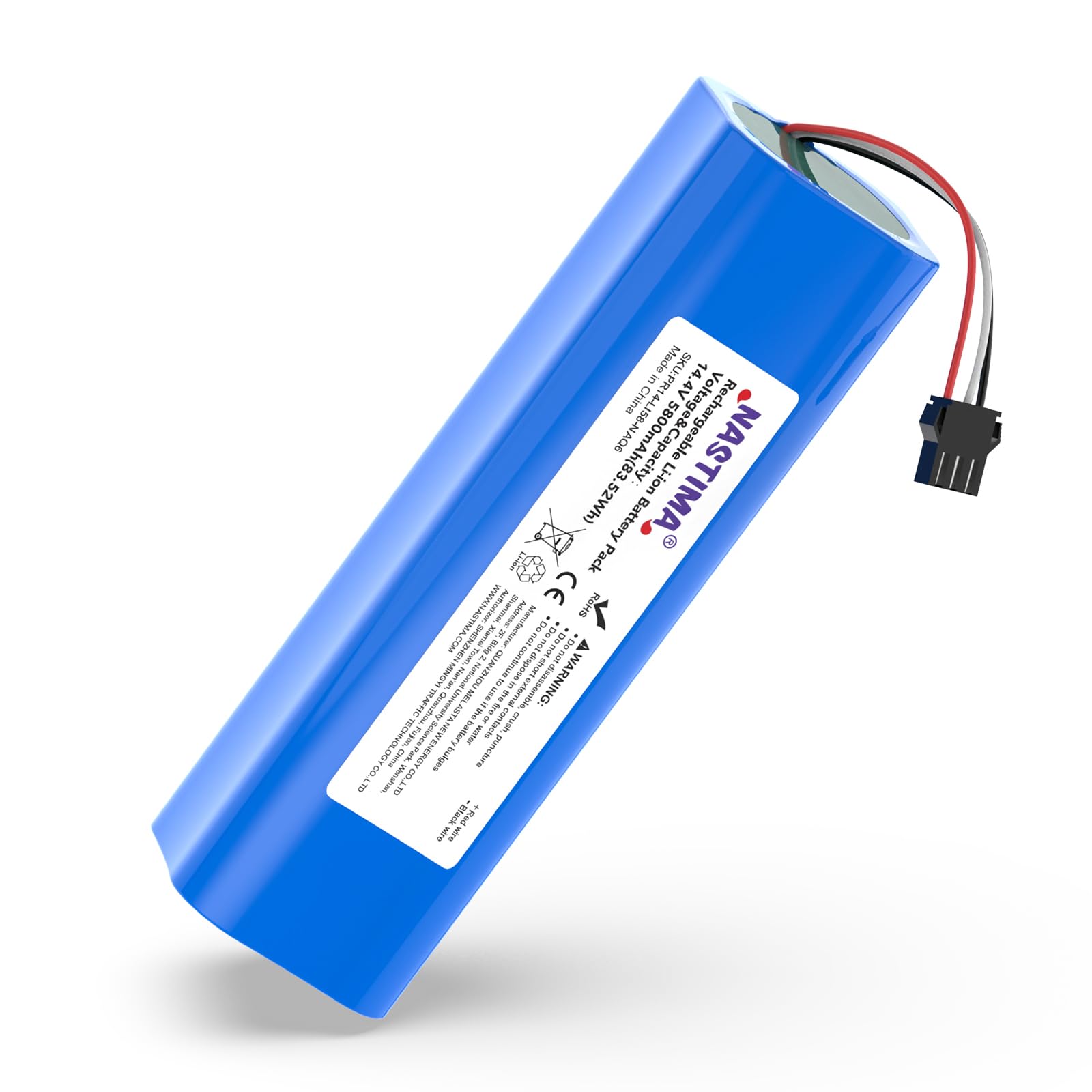NASTIMA 14.4V 5800mAh Replacement Battery for Honiture Q6 Q6 Pro, Ultenic T10 T10 Pro, Li-ion Battery Compatible with Proscenic M7 Pro, Airrobo T10+ T20+, Laresar L6 Series Vacuum Cleaner