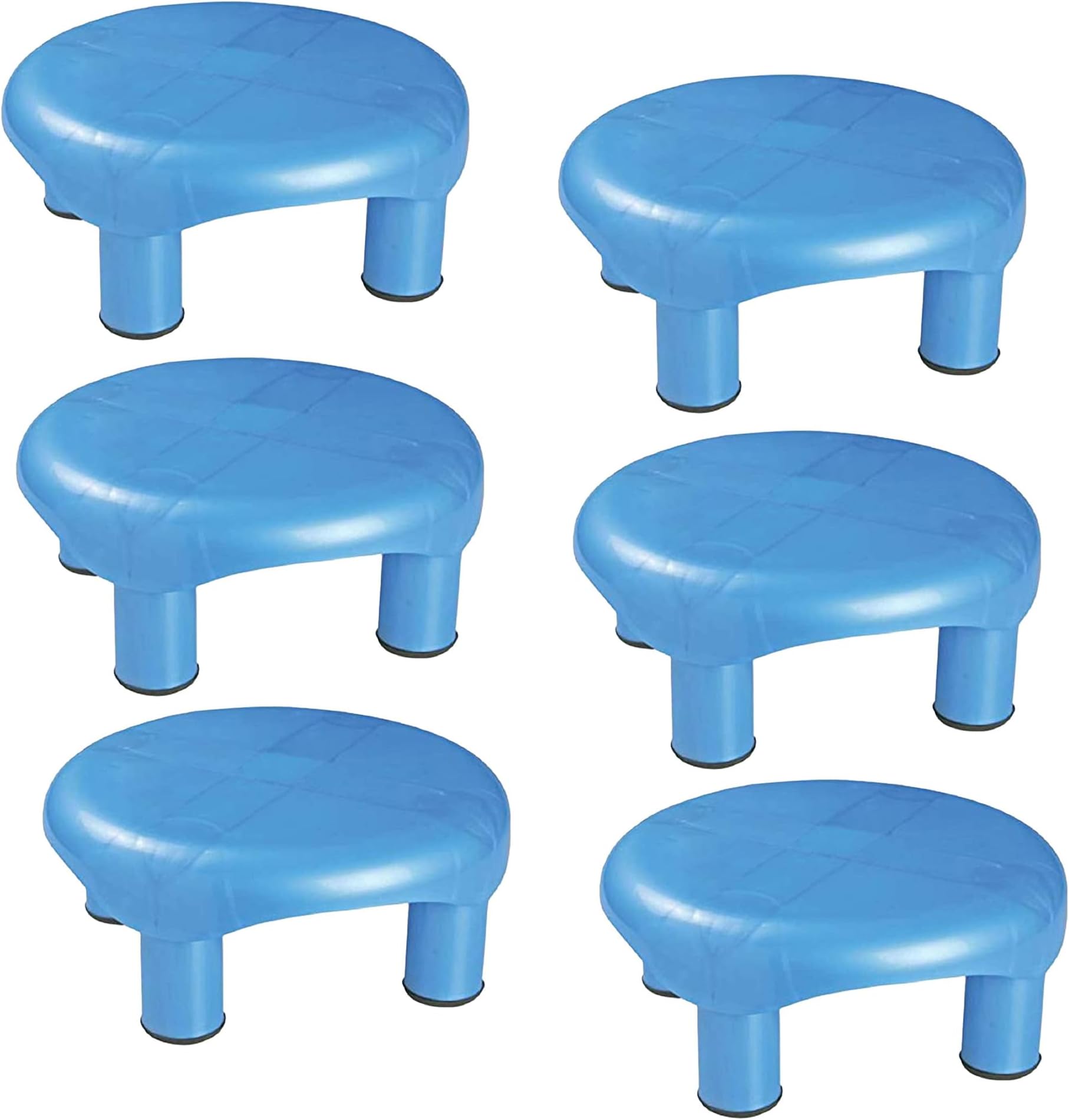Kuber Industries Pack of 6 Bathroom Stool | Stool for Sitting | Plastic Stool for Bathroom | Anti-Slip with Strong Bearing | Patla for Toilet | Blue