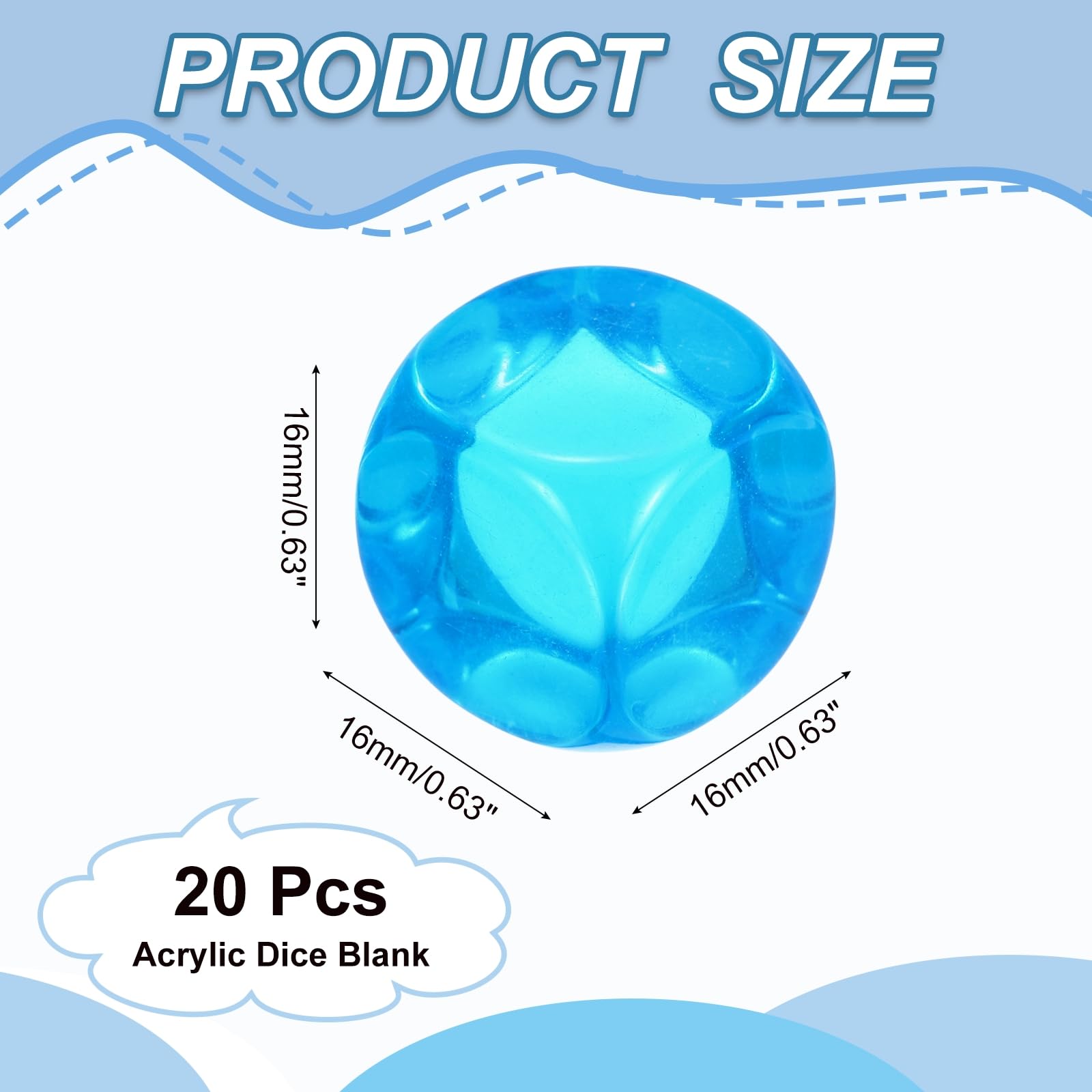 PATIKIL 16mm Clear Acrylic Dice Blank - Image 2