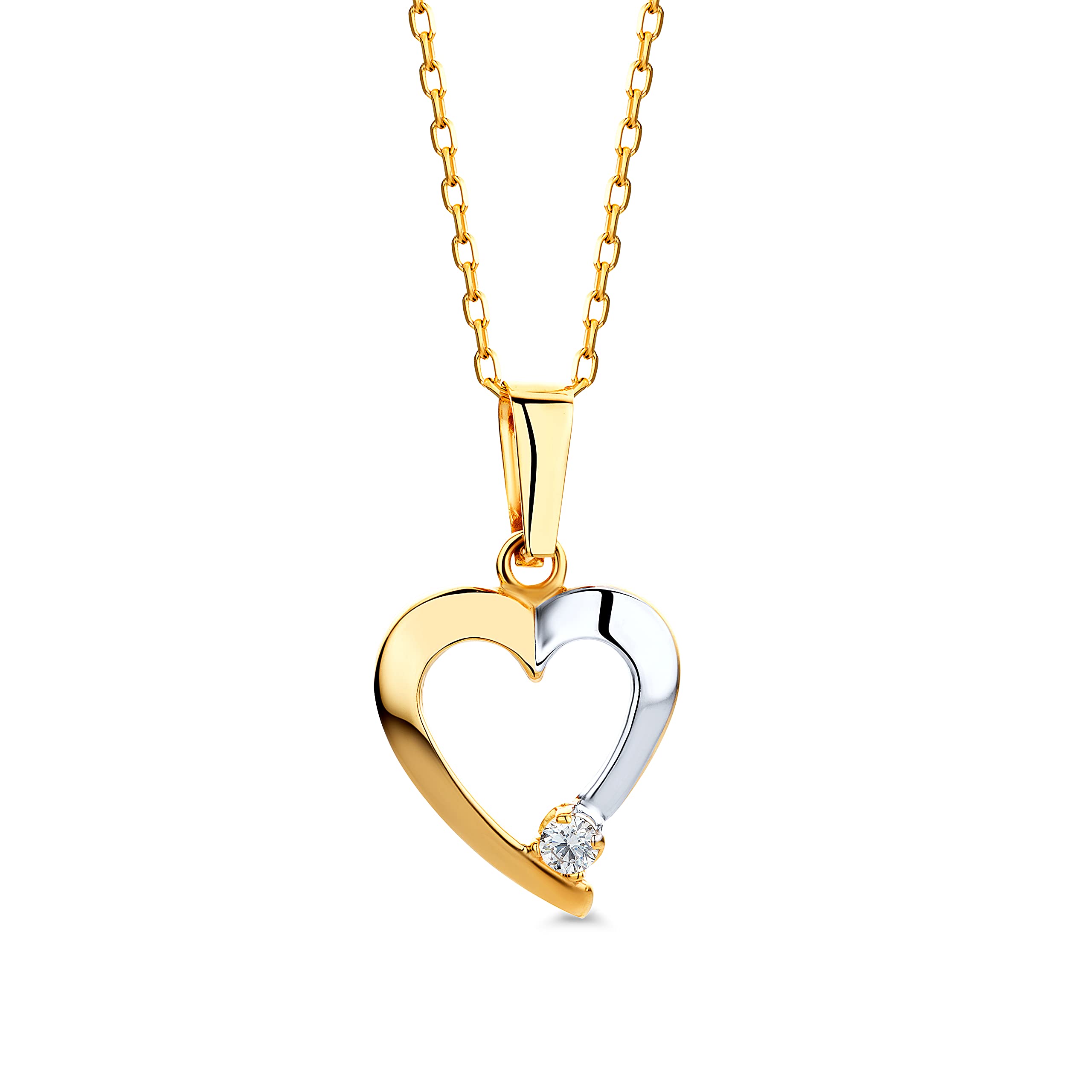 MIOREColgante de Oro Bicolor 9K con Circonita para Mujer 0.125 ct