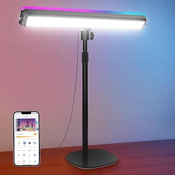 Neewer Dual Sided RGB LED Streaming Key Light with Smart Desk Lamp, 16 Million Colors, 2700K-7000K, CRI97+