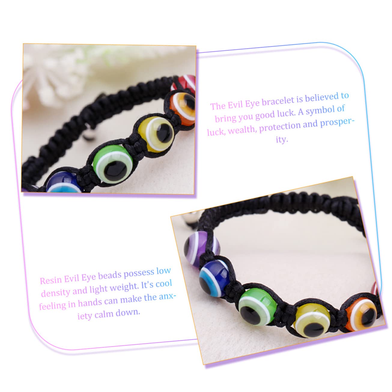 GALPADA 2 Uds Pulseras De Mujer Decoración De Yoga Pulseras Trenzadas Para Hombres De Cuerda De Mal De Ojo Azul Pulsera De Cuentas De Mal De Ojo Pulsera Trenzada Hecha A Mano