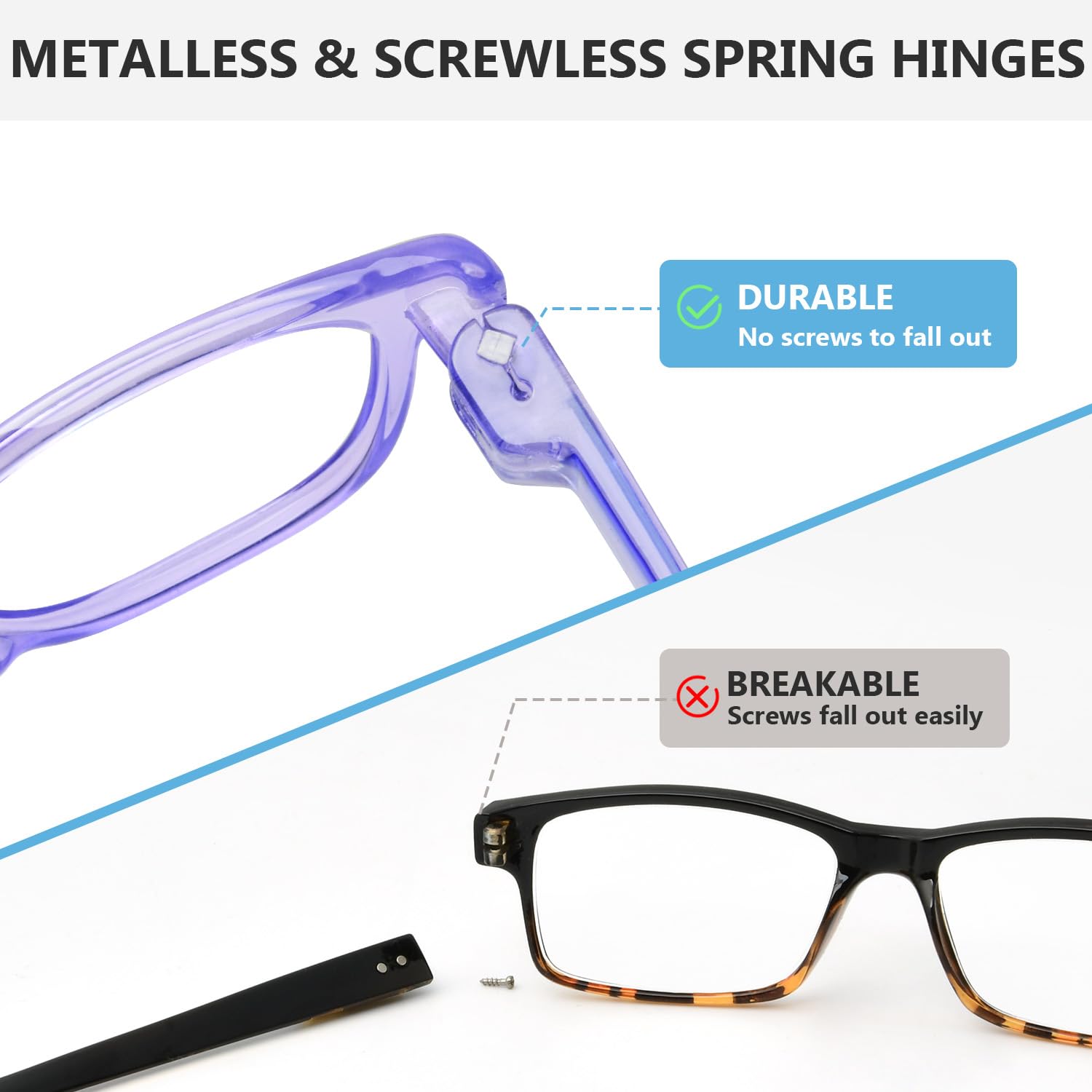 Eyekepper Damskie okulary do czytania bez metalu bez śrub sprężynowe zawiasy 6 par pani czytelnicy