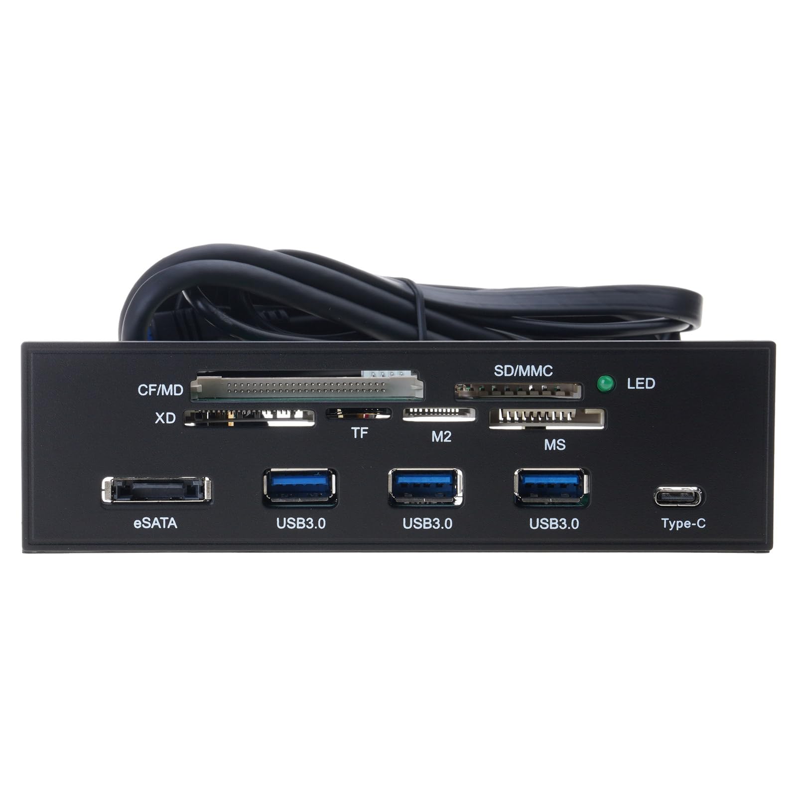 Lector de tarjetas USB 3.0, panel frontal, multifunción, tipo C, USB 3.1, transferencia de datos de alta velocidad y múltiples tarjetas, dispositivo de transferencia de archivos fácil