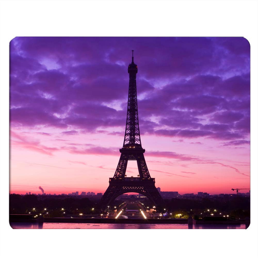 Nicokee Paris Gaming Mousepad Paris Eiffel Tower Purple Pink Sky Mouse Pad Mouse Mat for Computer Desk Laptop Office 9.5 X 7.9 Inch Non-Slip Rubber