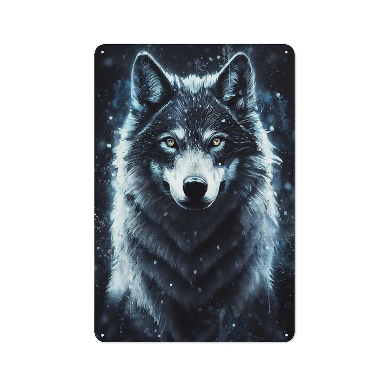Junmoney Style-1 Metal Wall Sign 30X20cm Featuring Black Fox For Living Room Wall, For Metal Sign Collectors, For Garage And Workshop Walls