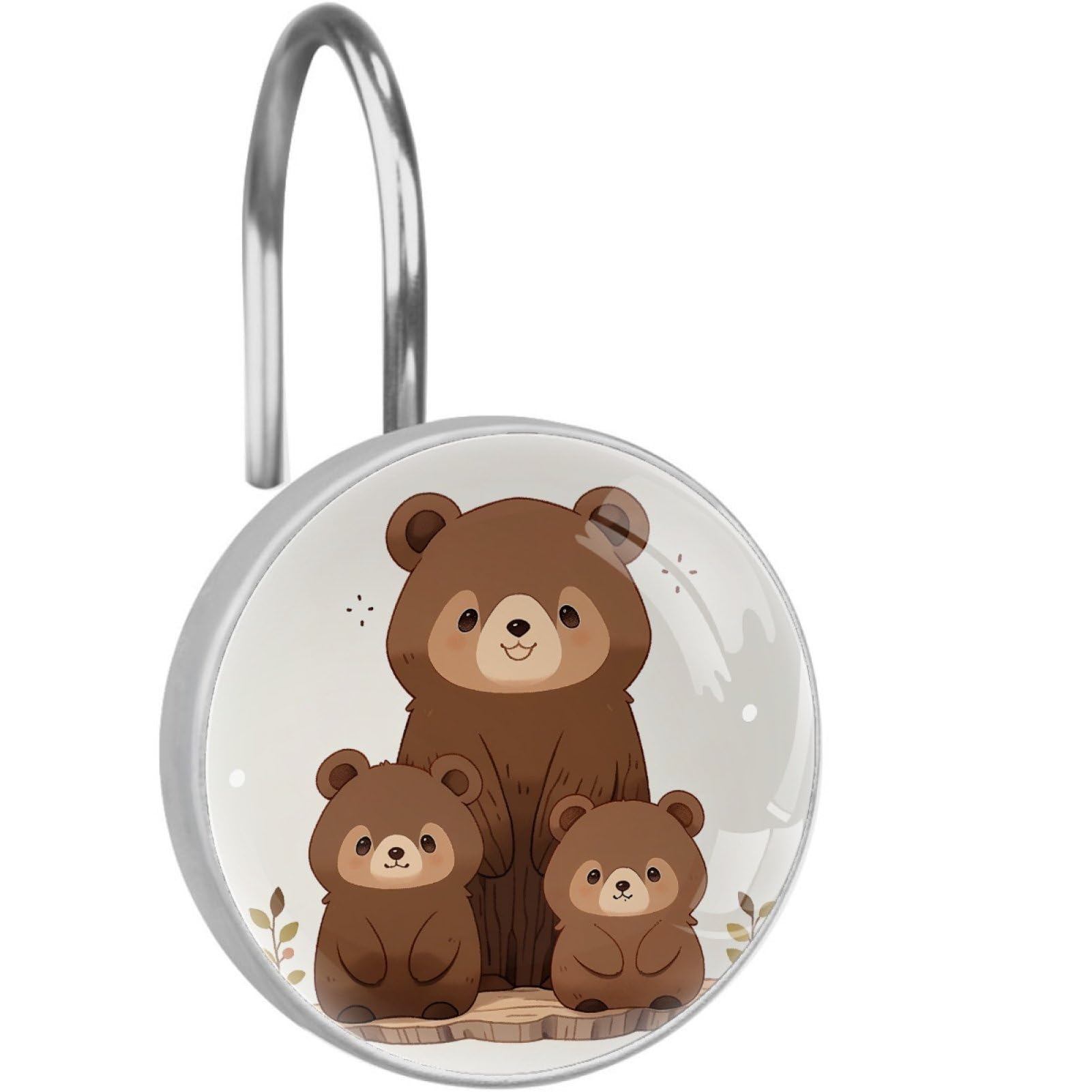 VAPOKF Decorative Shower Curtain Hook: Cartoon Bear Rustproof Stainless Steel Shower Curtain Ring for Bathroom - Shower Curtain Hook & Hangers - Set of 12