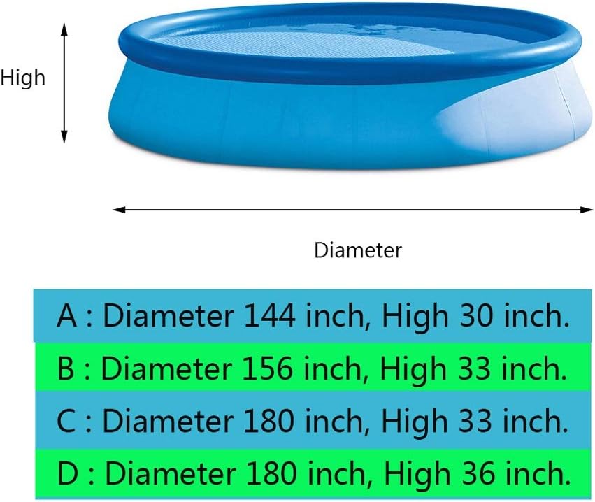 Swimming Pools Oversize Design 1-8 People Use, Round Blow Up Pool with Pump and Armrest Ladder, for Adults, Kids, Outdoor, Garden, Backyard Summer Family Playing Water (Size : B 156x33 inch) ()