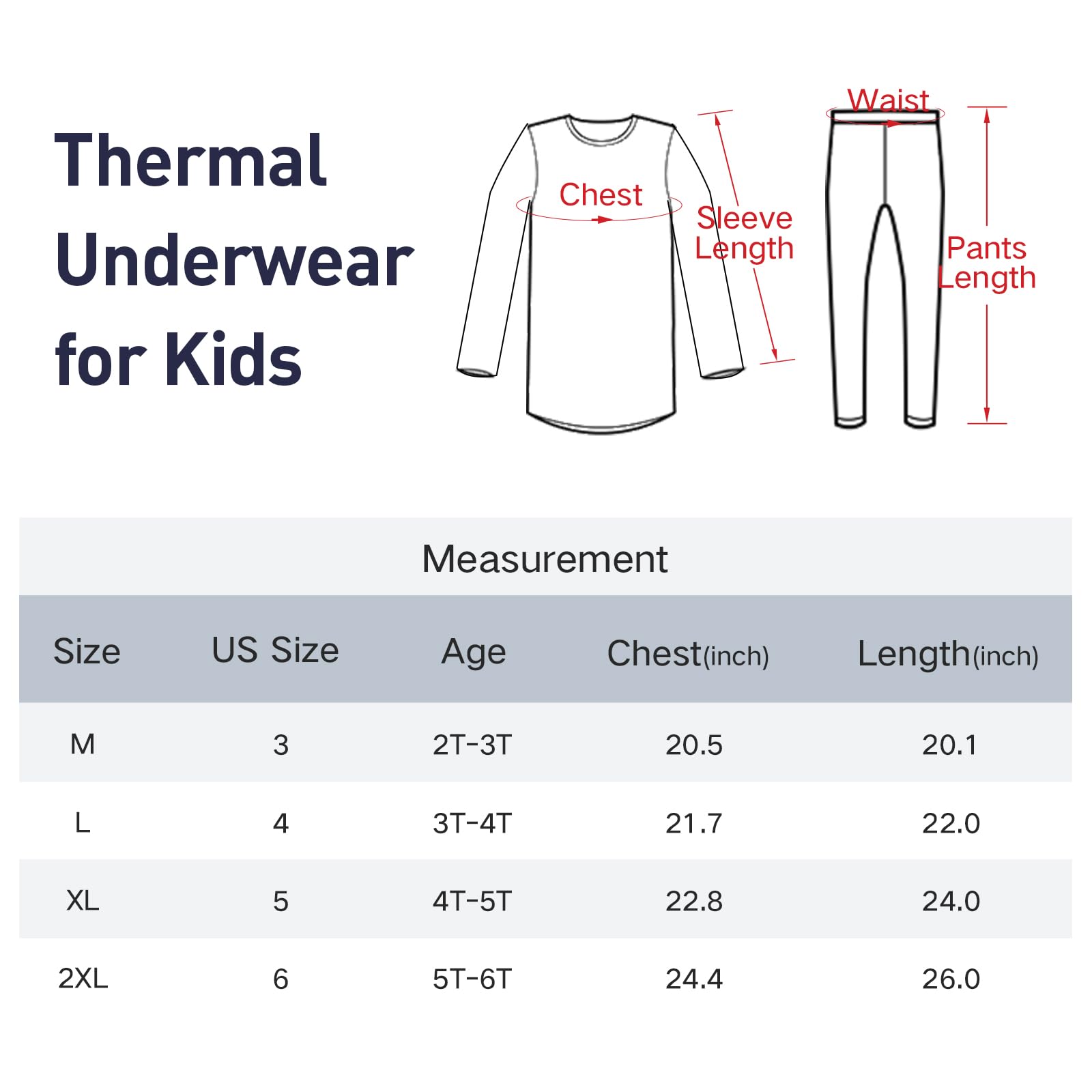 Zando Conjunto de capa base térmica para niños de 2 a 6 años, conjunto de camiseta térmica de manga larga y leggings para niños