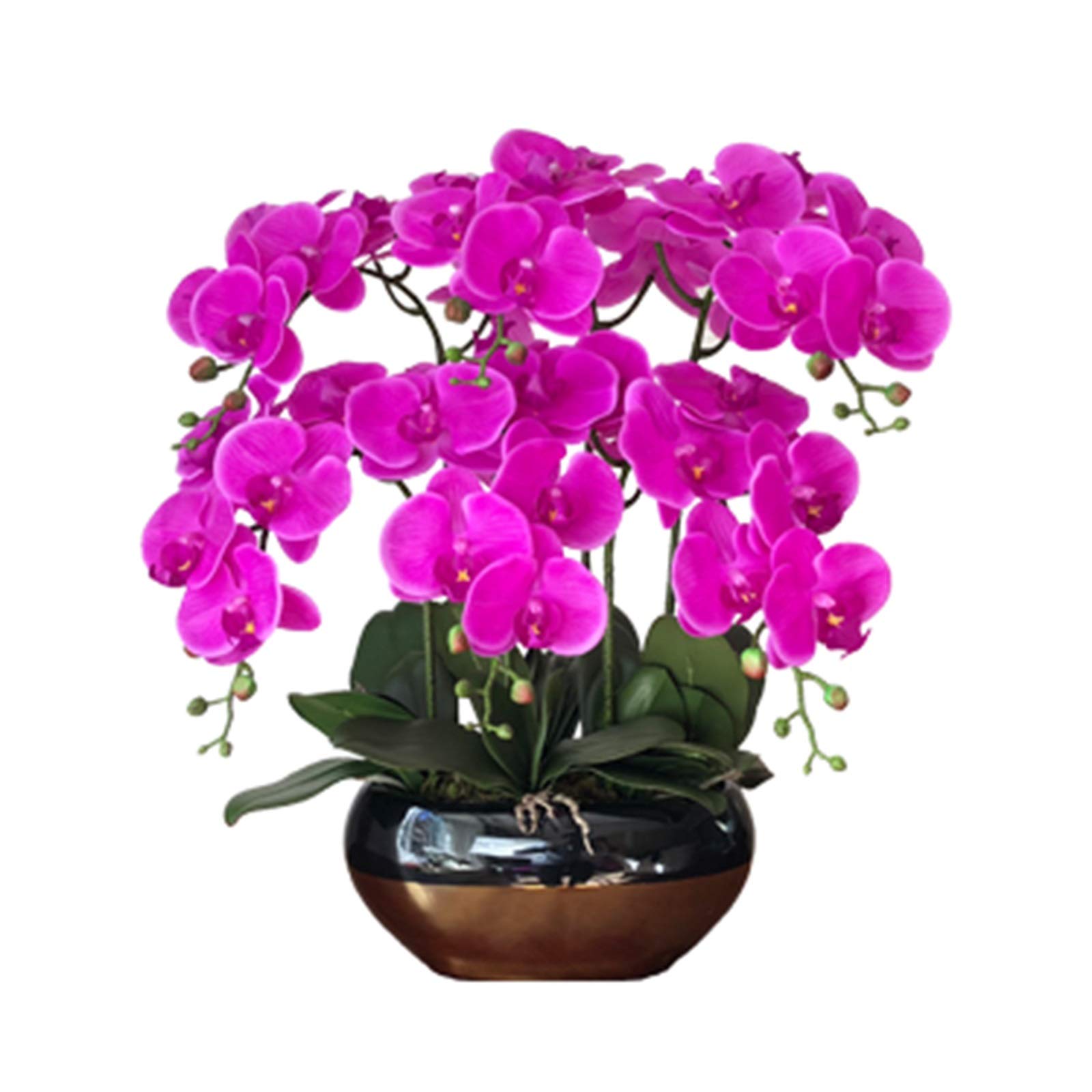 Faux Purple Phalaenopsis Orchid, Butterfly Orchids with Ceramic Flower Pot, Beautiful Artificial Flowers Bonsai for Decorating Home/Office/Meeting Room/Parlor Table Centerpiece Office (Onecolor S)