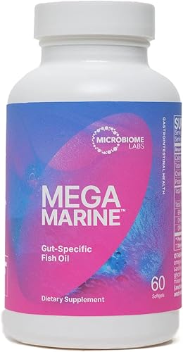 Microbiome Labs MegaMarine - Suplementos de aceite de pescado Omega 3 – Suplemento EPA DHA Omega 3 específico para intestino con DPA para la salud