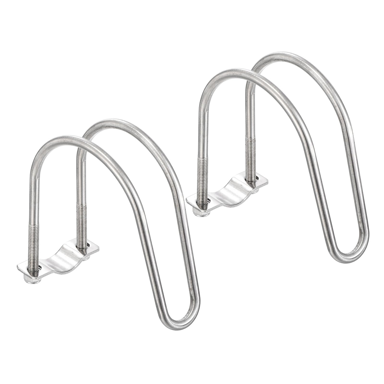 sourcing map 2pcs Cross Pipe Clamp 20mm x 90mm (0.79" x 3.54") M8 304 Stainless Steel U-Shaped Tube Buckle Crossover Steel Pipe Connector for Farm Greenhouse Awning Frames Nursery Fence