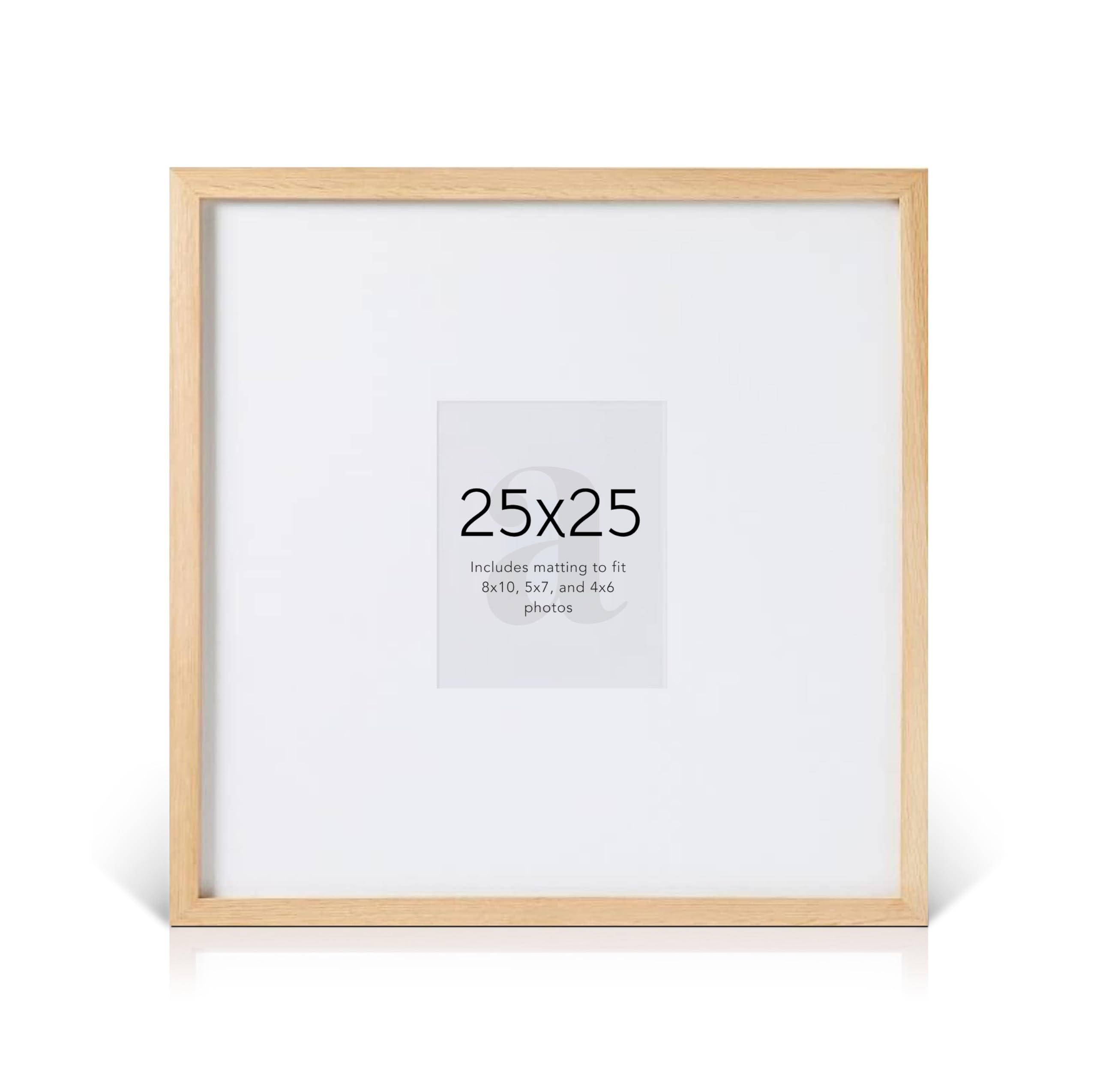 artisane home goods - Gallery Frame 1.0, Picture Frame, 25x25 frame, White Oak, Gallery Wall Frame Set, Large Picture Frame, Oversized Mat (8x10, 5x7, and 4x6)