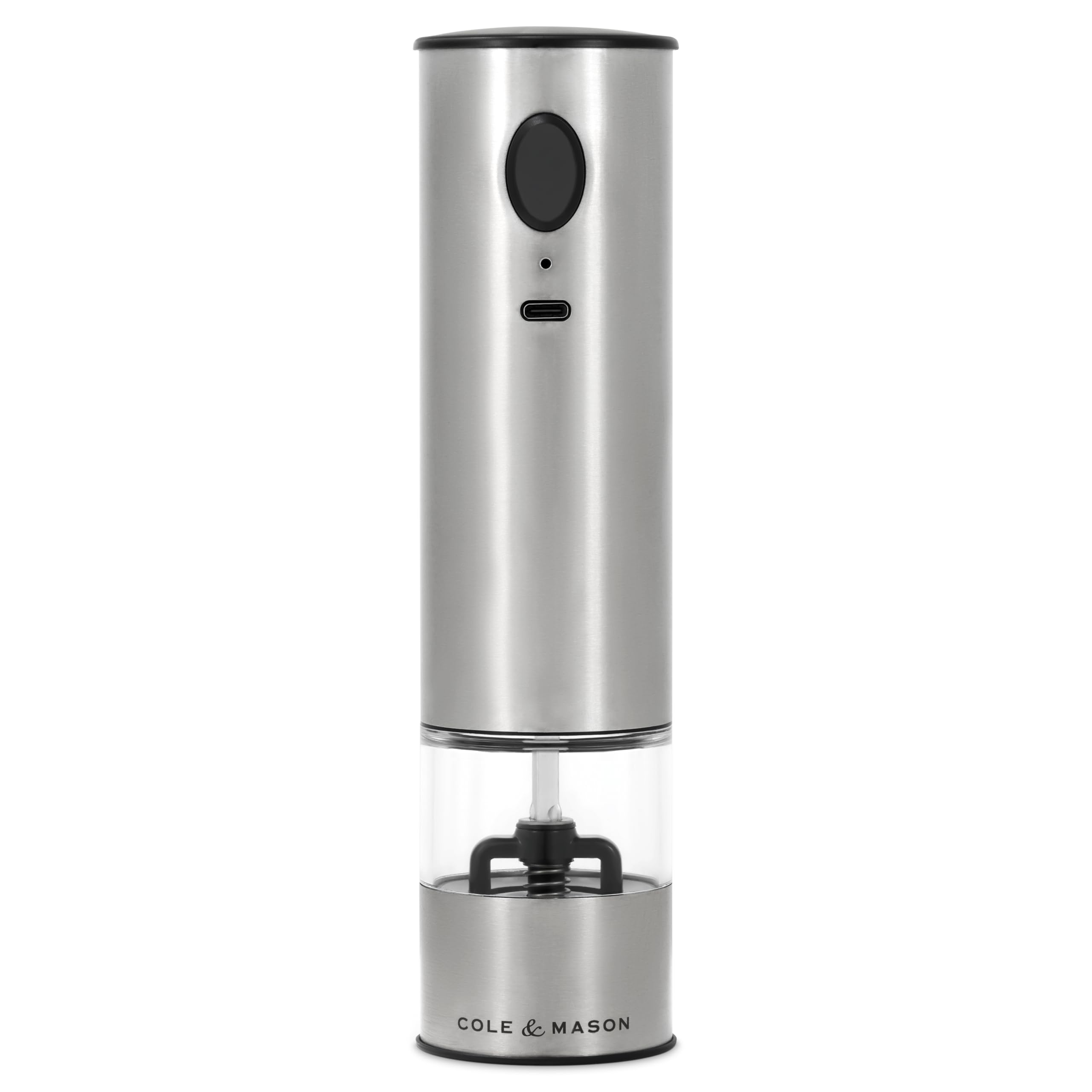 Cole & Mason Battersea Electric Salt and Pepper Grinder, USB Rechargeable Salt and Pepper Mill with Adjustable Grind, One Handed Operation, Easy to Refill, USB Cable Included, 21cm