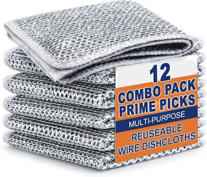 See full amazon price history chart for Prime Picks Multipurpose Non-Scratch Wire Dishcloths - Stainless Steel Scrubber Rags for Dishes, Sinks, Counters - Wet & Dry Reusable Cleaning Cloth, Machine Washable (12) Prime Picks Multipurpose Non-Scratch Wire Dishcloths - Stainless Steel Scrubber Rags for Dishes, Sinks, Counters - Wet & Dry Reusable Cleaning Cloth, Machine Washable (12) (B0DF64KFXH) Amazon Price History, Amazon Price Tracker