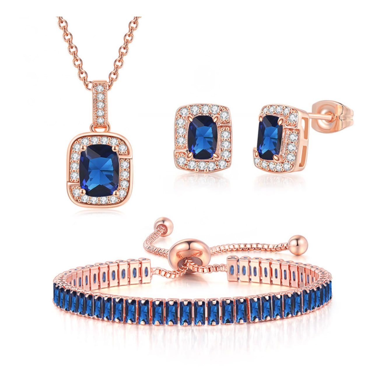 FDEETY Conjunto Joyas Mujer para Novia Diamantes de Imitación Incluye Collar Pulsera Pendientes Juego de Joyas para Boda de Honor Baile de Graduación Bisutería