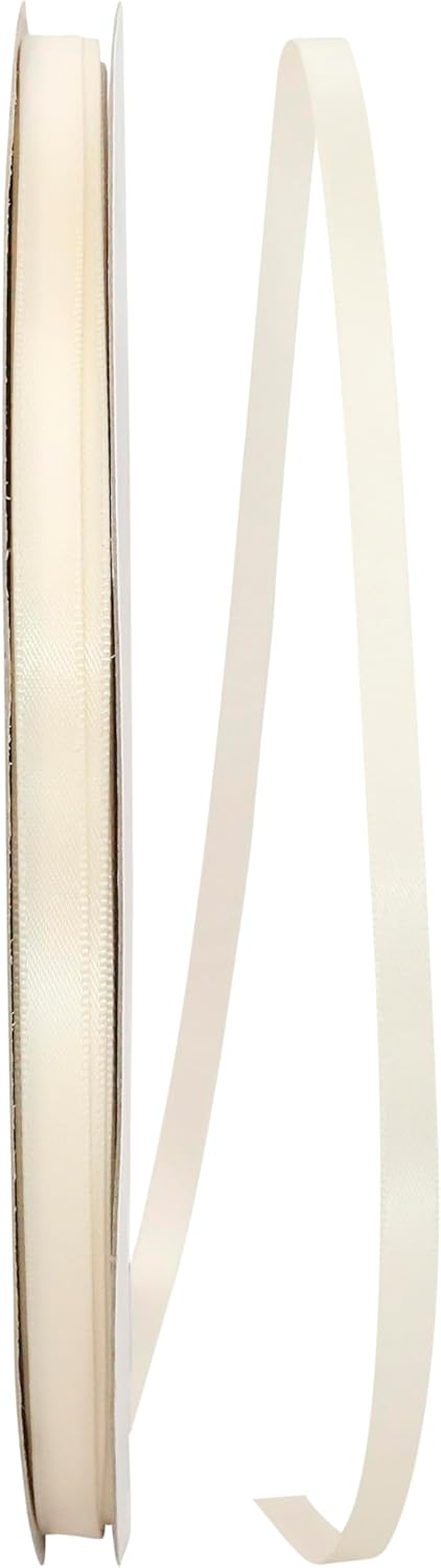Reliant Ribbon 4950-725-01C Double Face Satin Ribbon, 1/4 Inch X 100 Yards, Cream