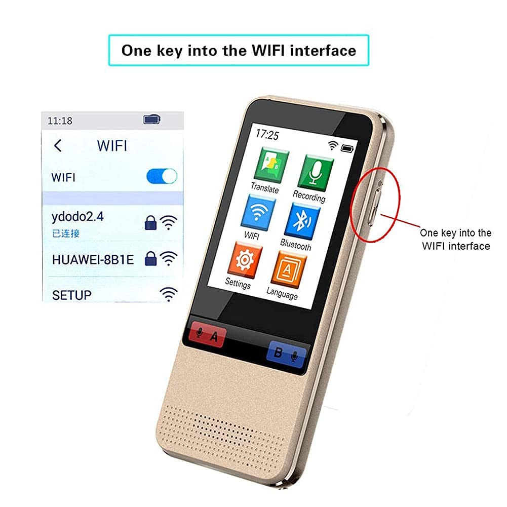 Inteligentne urządzenie do tłumaczenia języka głosowego, dwukierunkowa mowa/tekst offline w czasie rzeczywistym Wi-Fi 2,4-calowy ekran dotykowy IPS Obsługa 75 języków do nauki Podróże Biznes Rodzina