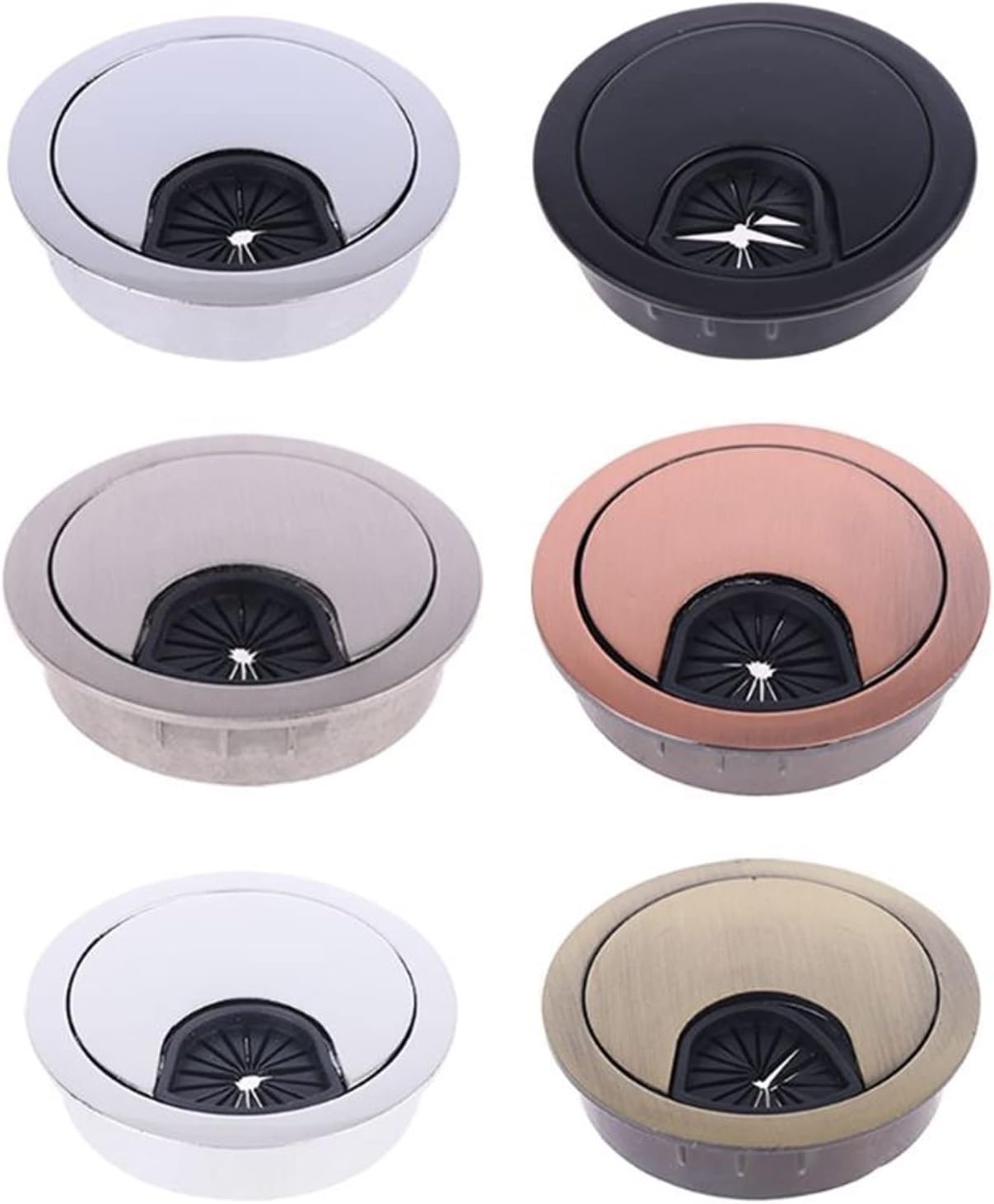 Desk Grommet,Cable Grommet 2 Pcs Zinc Alloy Desk Wire Hole Cover Base Computer Grommet Cable Outlet Port (Color : E, Size : 53mm) (Color : E, Size : 50mm)