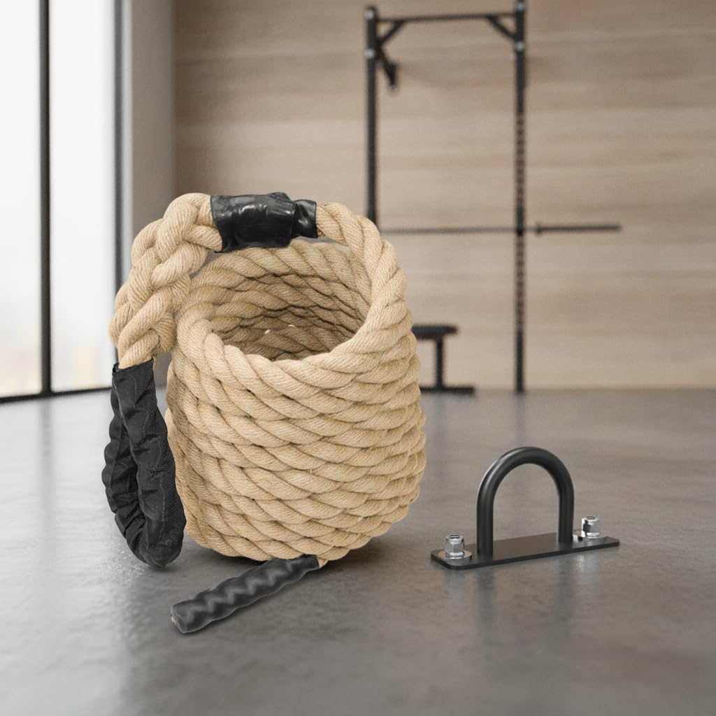 1 Cuerda de Escalada con Gancho de Sujeción para Adultos, Entrenamiento de Fuerza, Material de Yute, Adecuada para Equipos de Fitness Domésticos, Idea