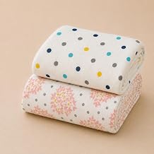 Organic Cotton Muslin Pack of 2 Baby Bath Towel Cotton Cloth Premium Baby Washable, Reusable, Absorbent, Extra Soft 120 X 120 Cm_ Multi Dot & Leaf Dot