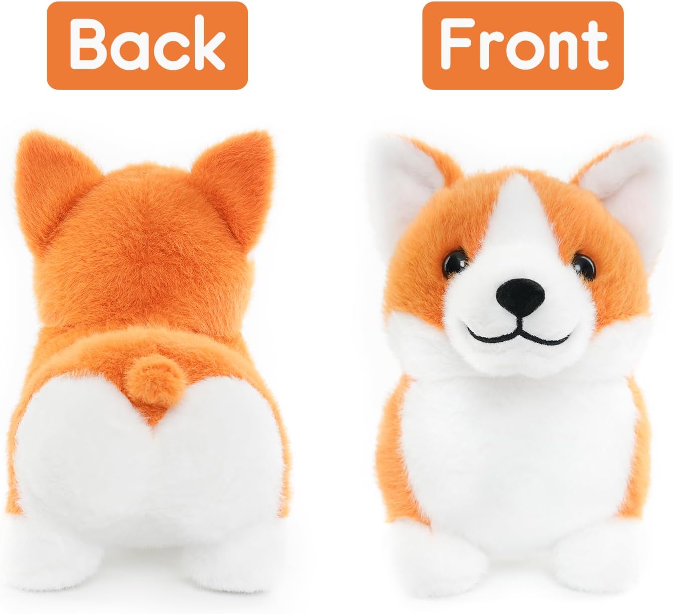 WEIGEDU Corgi Plush Toy, 12 Inch Cute Stuffed Animal, Soft Kawaii Dog Pillow, Realistic Welsh Corgi Puppy, Gifts for Kids and Dog Lovers, Orange and White