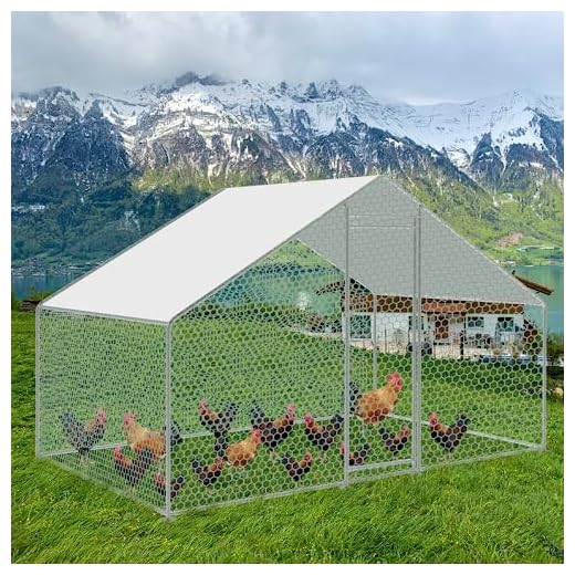 Cecaylie 3x2x2m Hühnerstall Freilaufgehege mit Schloss und Tür, Tiergehege Metall 6 m² Hühnerhaus Freigehege Outdoor Geflügelstall, für Hühnerkäfig Kleintiere