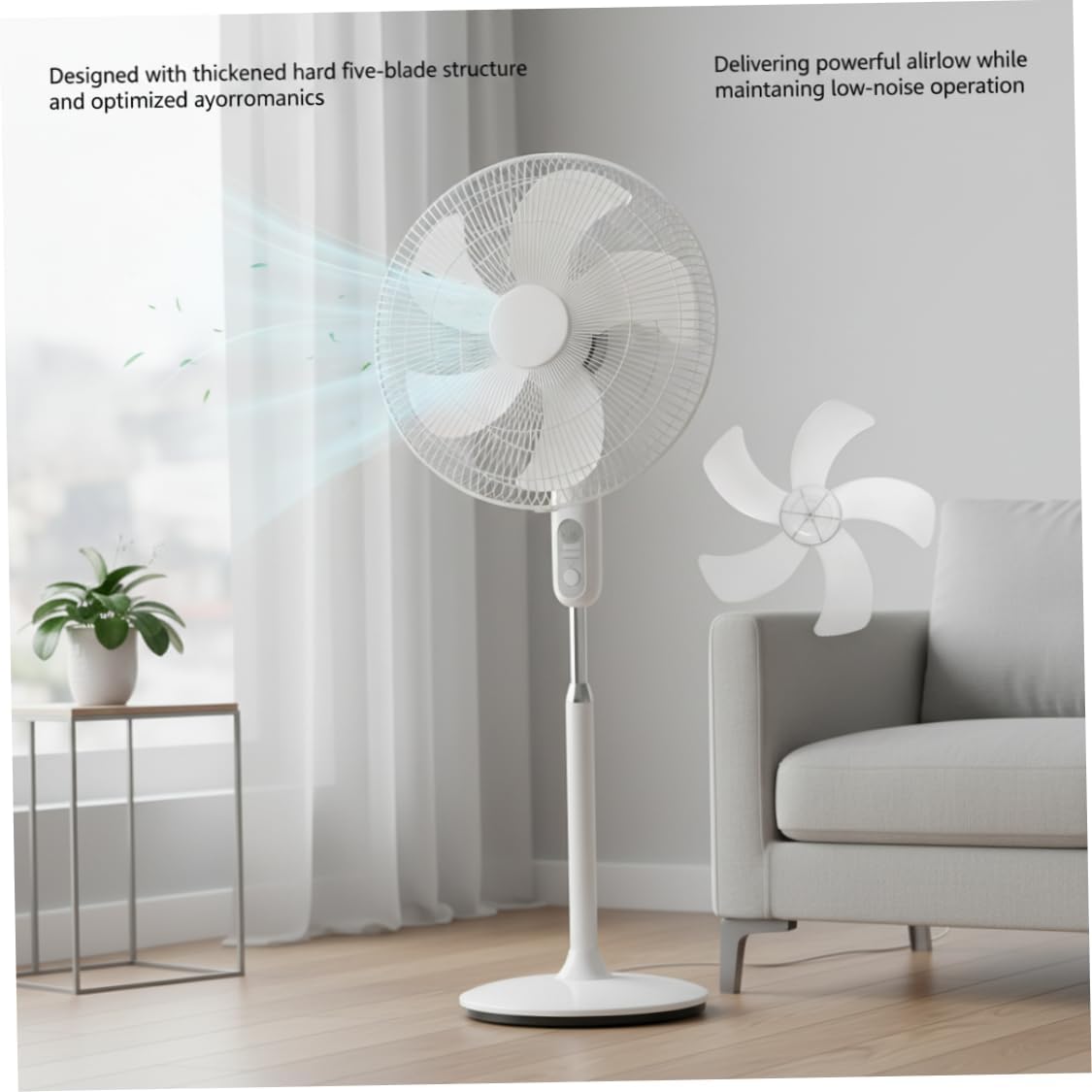 Replacement Fan Blades - 2 Pack 16 Inch 5-Blade White Plastic Fan Blades, Quiet High Airflow for Pedestal, Table & Wall Fans (Includes Mounting Nuts)