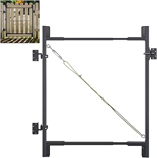 Steel Frame DIY Building Gate Kit, Adjustable 36-72" Wide for 4-5ft High Fences, Fence Gate Kit Fits 1x4 & 2x4 Wood, Powder Coated