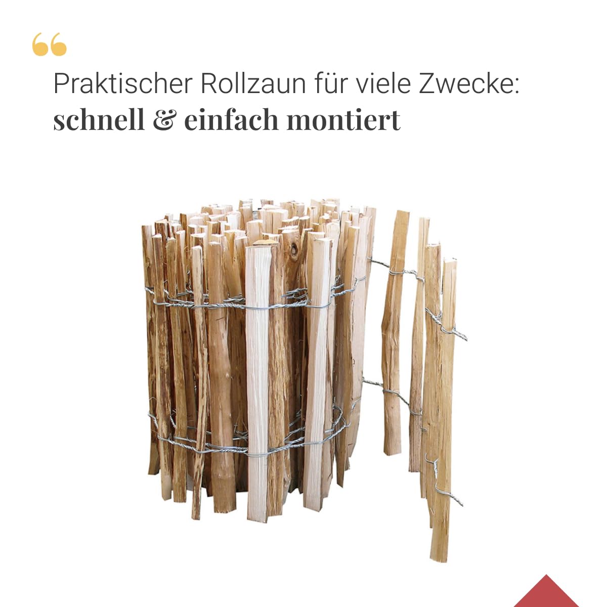 Staketenzaun 90 × 400 cm gerollt – Lattenabstand 7-8 cm | Haselnusszaun zum Stecken für Beeteinfassung & Teichumrandung | Natürliche Deko für den Garten | Holzzaun extra witterungsbeständig