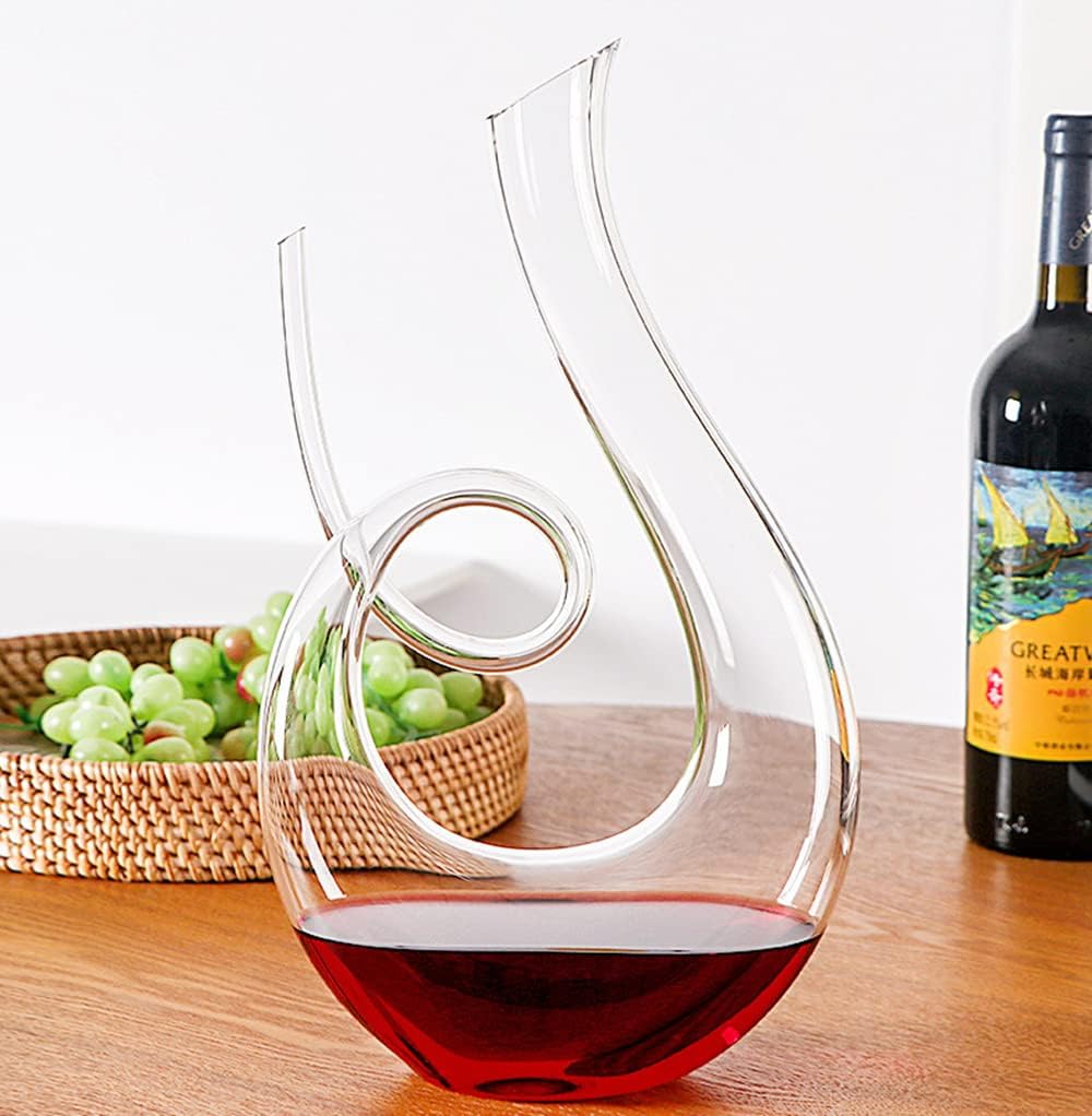 Wine Decanter - 100% Lead-Free Crystal Glass Wine Carafe Hand-Blown Red Wine Decanter Carafe (Spiral)