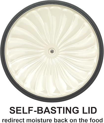 Miniatura 4 de Horno holandés de hierro fundido esmaltado con tapa, olla de horno holandés de hierro fundido de 6 cuartos de galón, asas dobles para hornear pan,