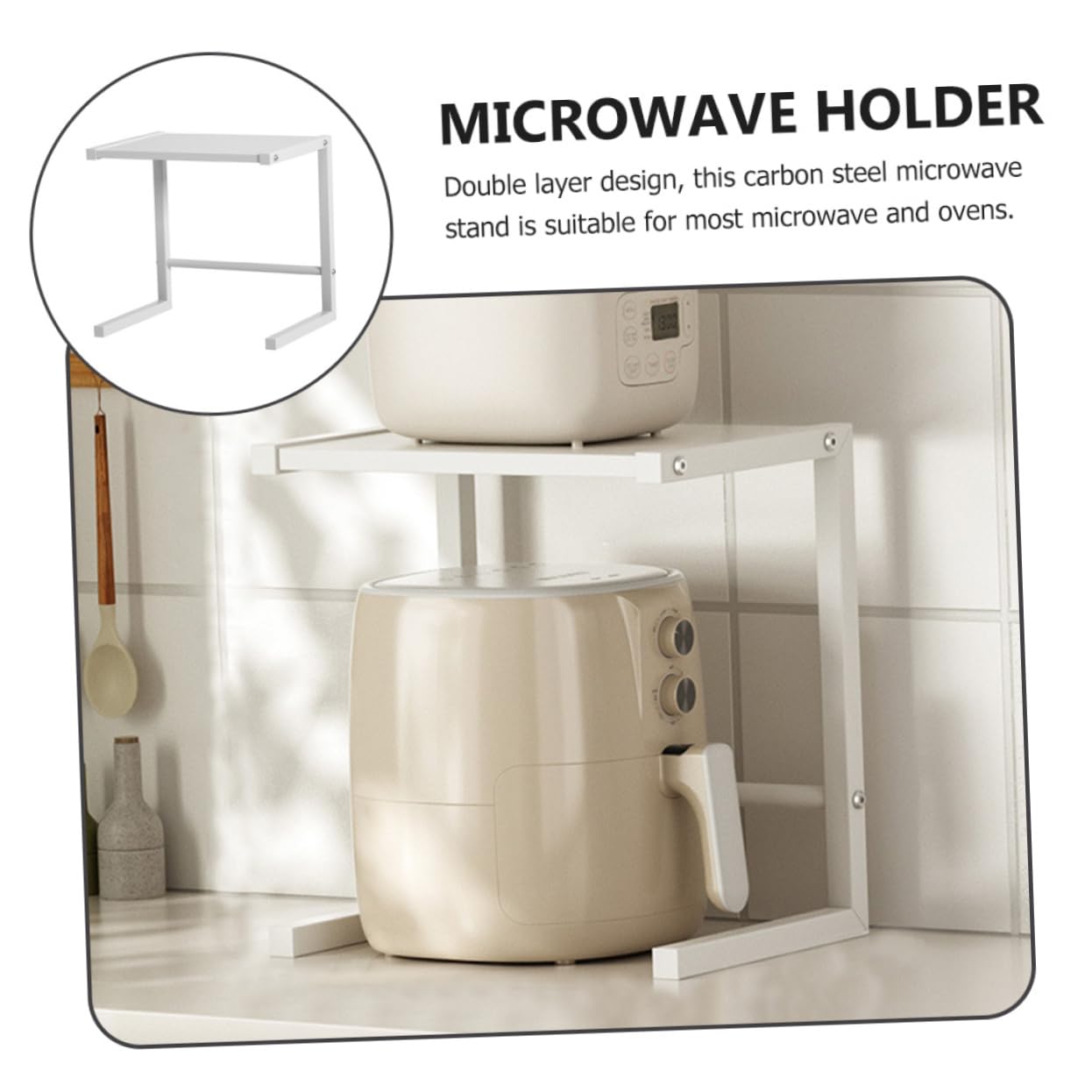 Cabilock Soporte Metálico Diseño Estable y Firme para Microondas y Horno de Acero al Carbono para Organización en Encimera de Cocina