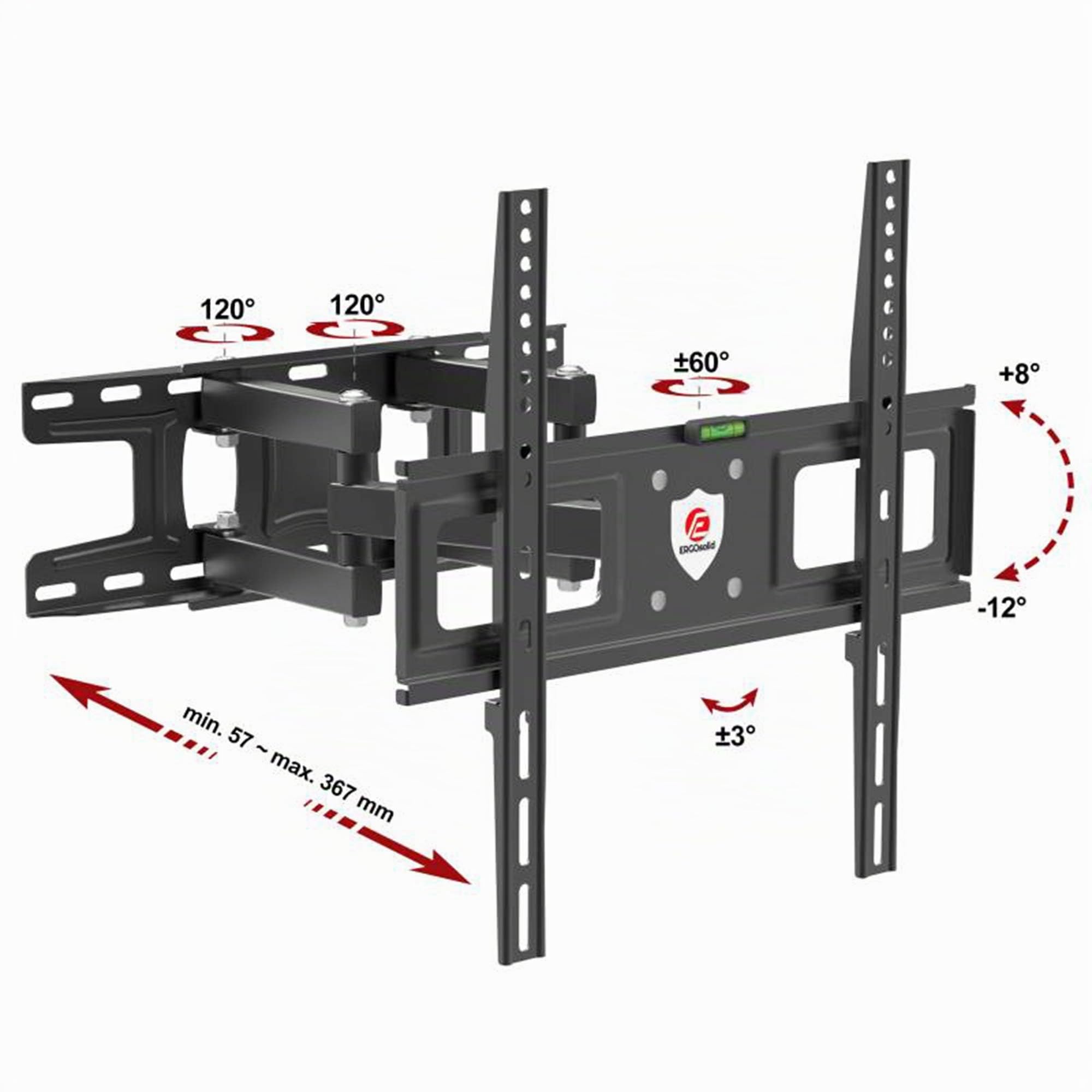 Ergosolid Redox-K35 - Supporto da parete orientabile universale per TV LED 26-55 pollici (66-140 cm di diagonale) VESA Max 400 x 400 mm, fino a 35 kg