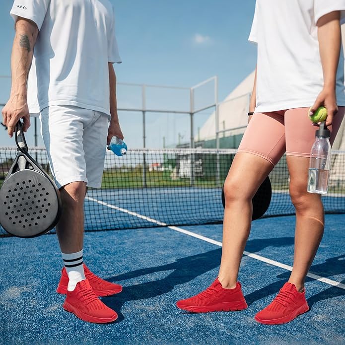 Image of Oltyutc Men Women Tennis Shoes Running Sneakers Red 12 Women /11 Men | Lightweight & Soft Sole, Breathable Mesh Upper, Unisex Daily Footwear, Ideal for Gym Workout Athletic Travel Work