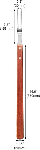 Miniatura 4 de New Star Foodservice  Tenedor para barbacoa de grado comercial, mango de madera (21 pulgadas)