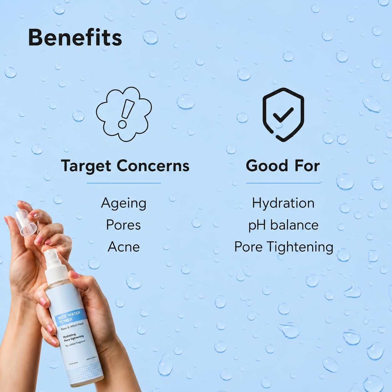 Rice Water Facial Toner Mist with Witch Hazel, Hydrating, 3.38 fl oz