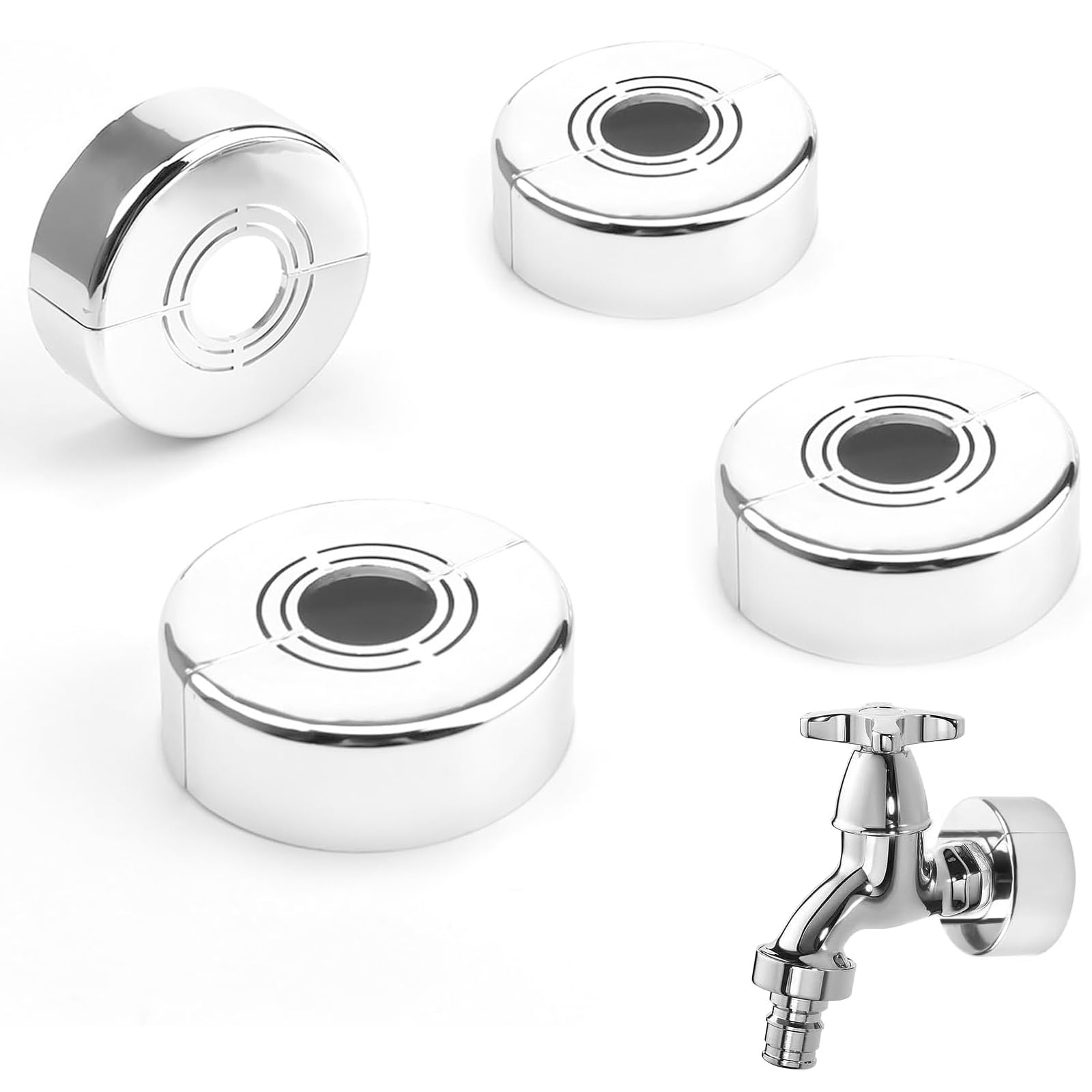 Raheem 4-Piece Rosettes for Shower Fittings Shower Rosette Cover, Removable Fittings Cover, 3 Sizes: 20.5mm, 25.5mm