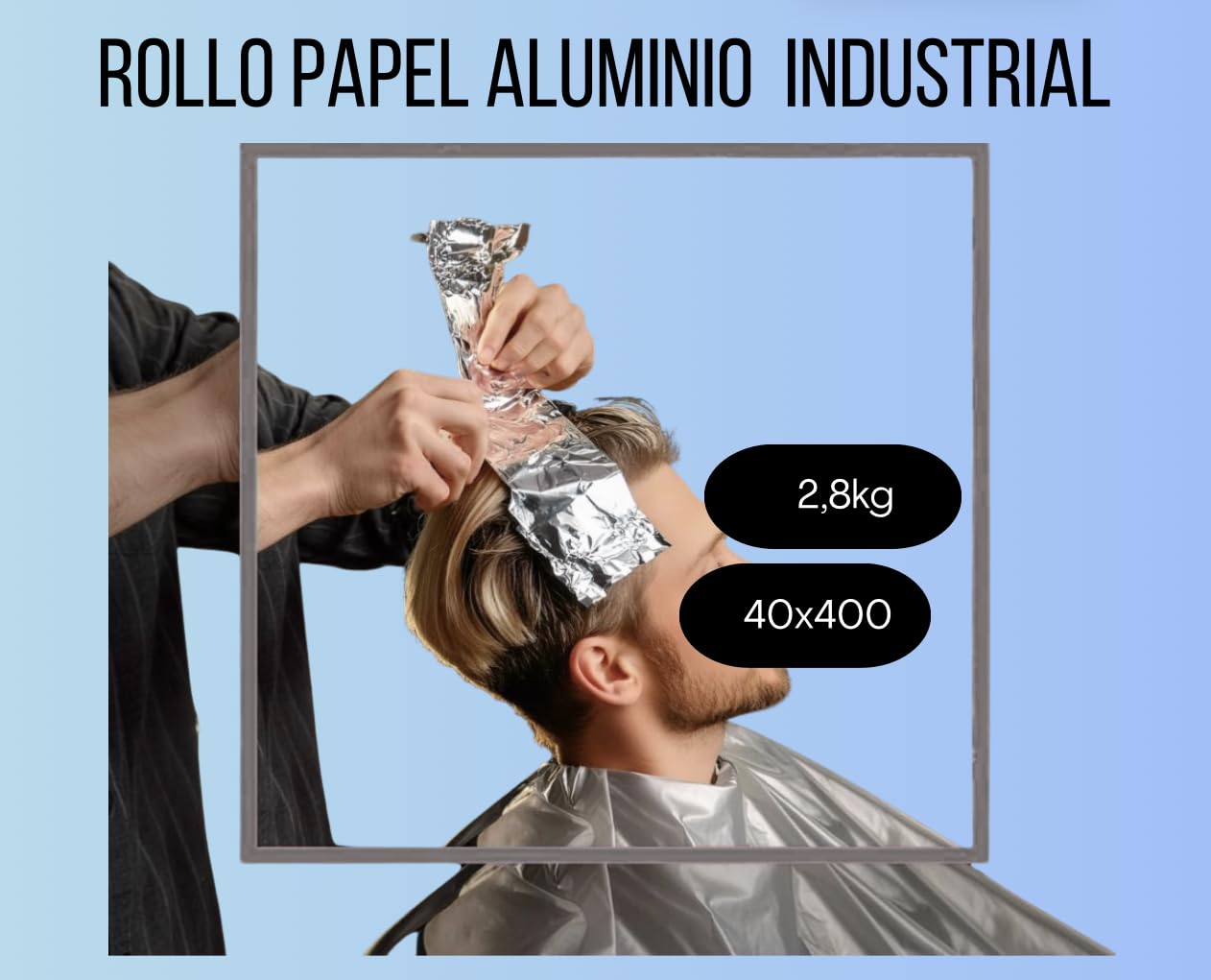 Rollo Papel Aluminio Industrial, Rollos de Uso Profesional, Ideal para Hostelería, Restauración, Catering, Cocina, Peluquería (40x300 metros)