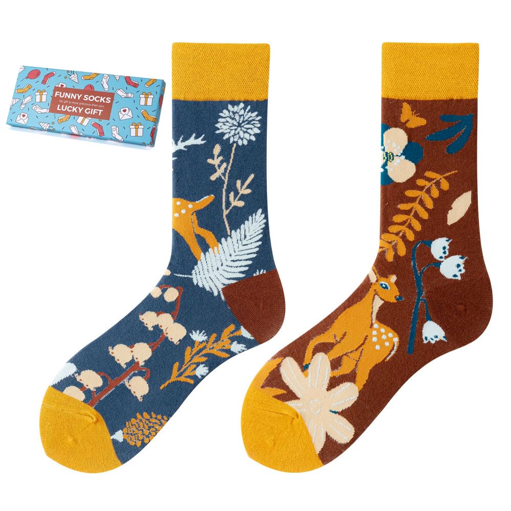 Calcetines Divertidos Unisex para Mujer y Hombre con Diseños Asimétricos en Par - Temas Animales, Comida, Fruta, Deporte y Arte en Algodón - Ideal para Regalos — view 180