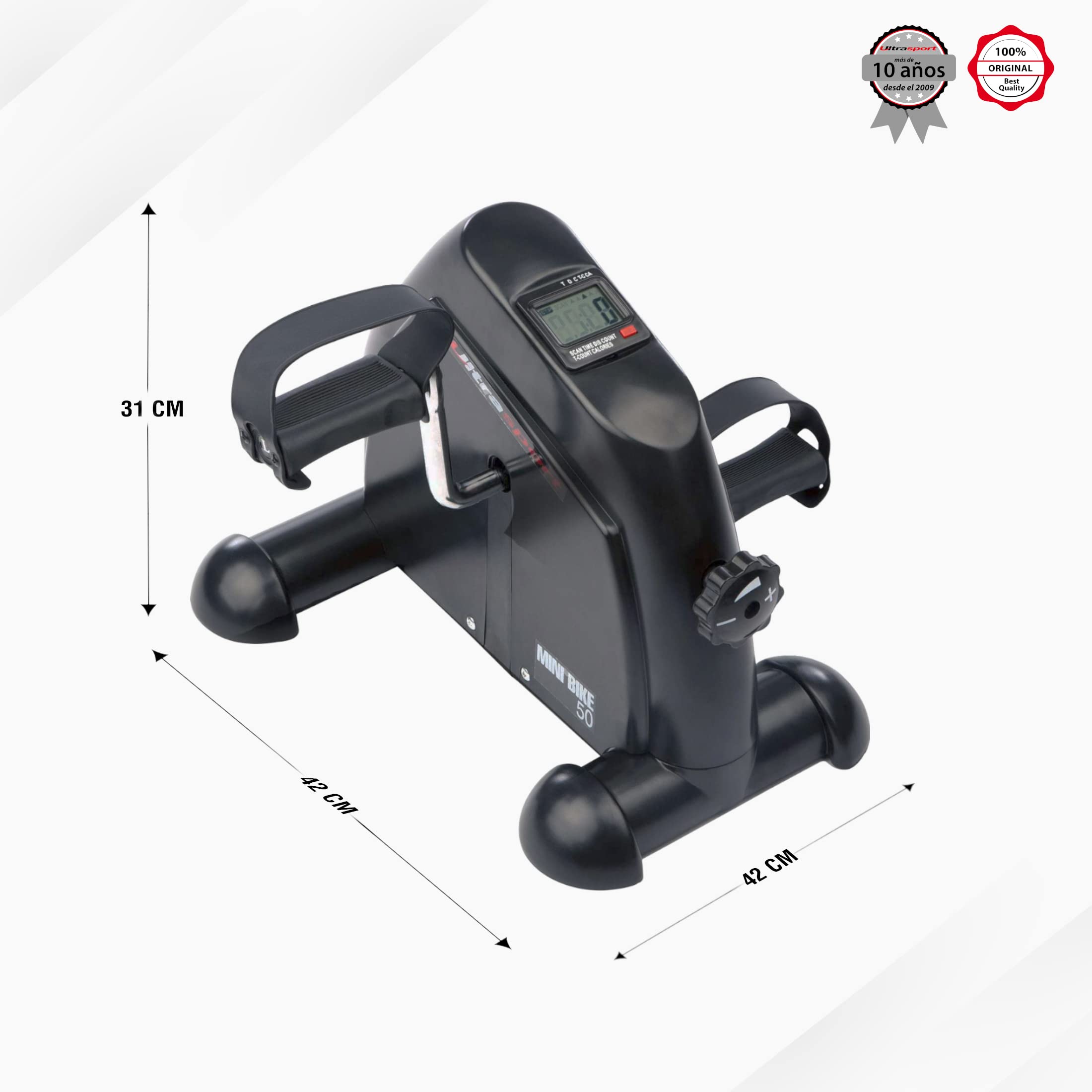 Ultrasport Mini Bicicleta, Bicicleta estática compacta, Ejercitador de brazos y piernas, Ejercitador de pedales, Ideal para personas mayores