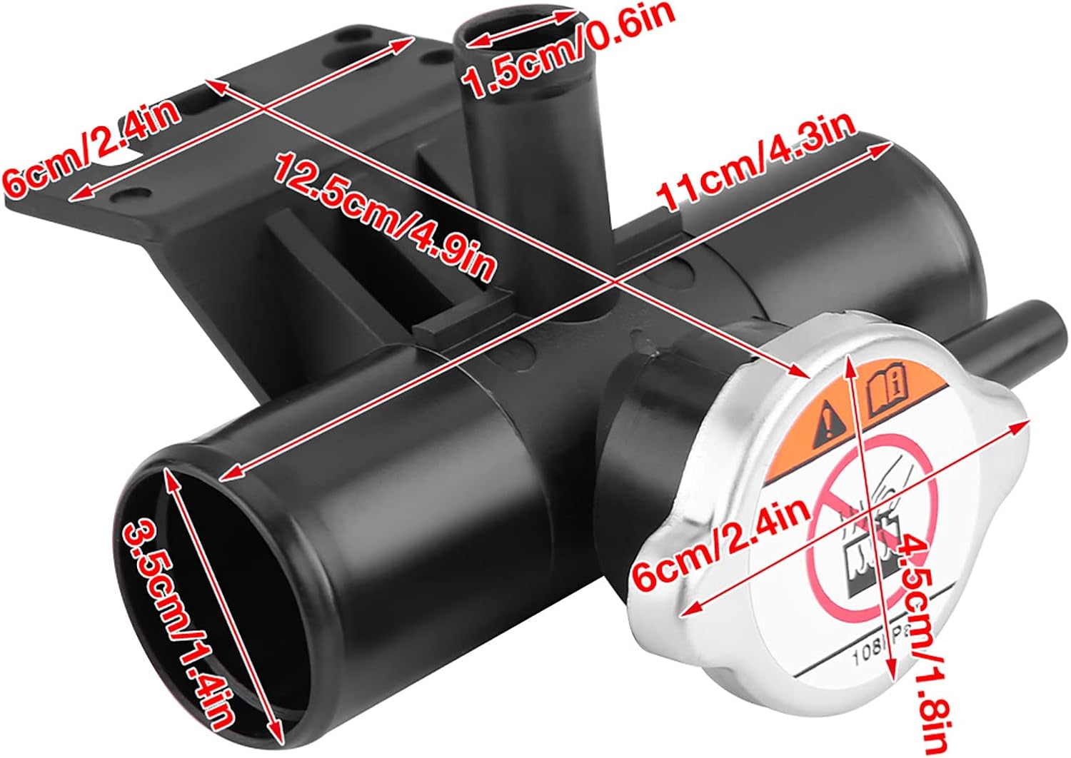 Radiator Coolant Filler Neck 1350A015 for 2008-2015 Mitsubishi Lancer Outlander, Black Plastic, Direct Replacement