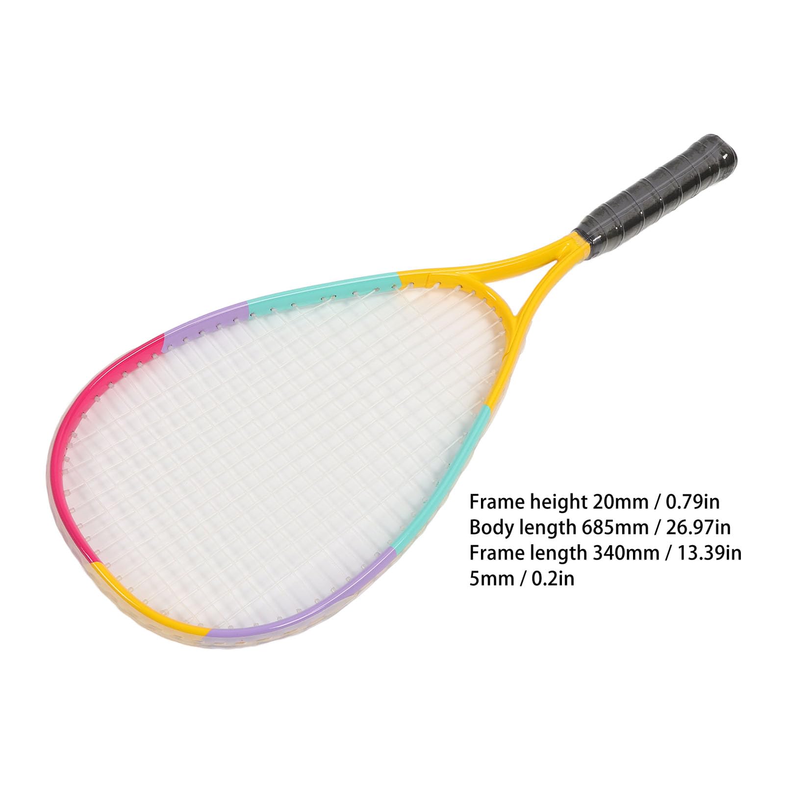 Rosvola Racchetta da Squash Testa Extra Large, Design Leggero, per Gioco | Corda in nylon resistente, presa comoda, versatile per i bambini, ammortizzante